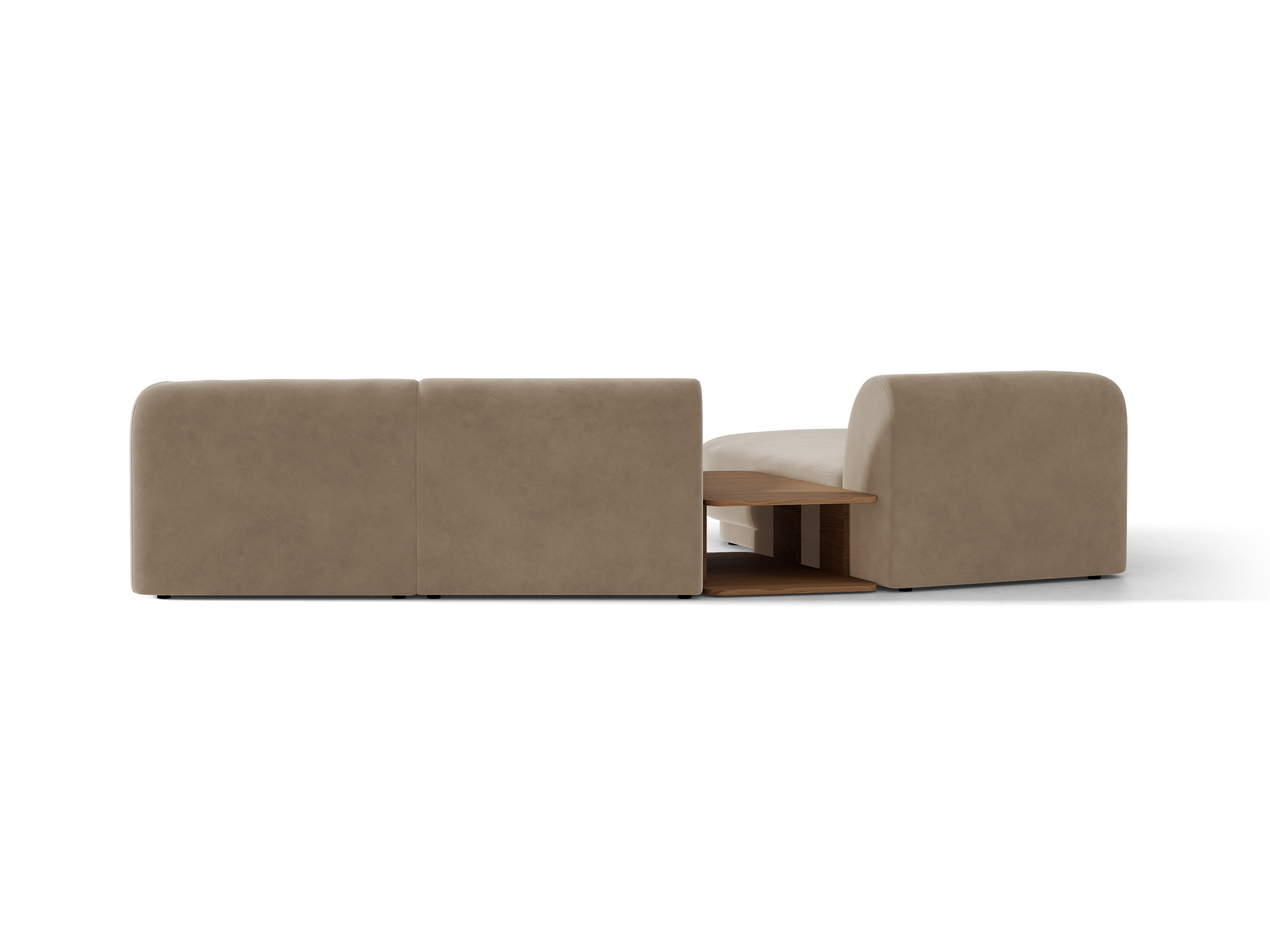 Modulares Ecksofa mit Tisch 3-Sitzer links MILEY cappuccino
