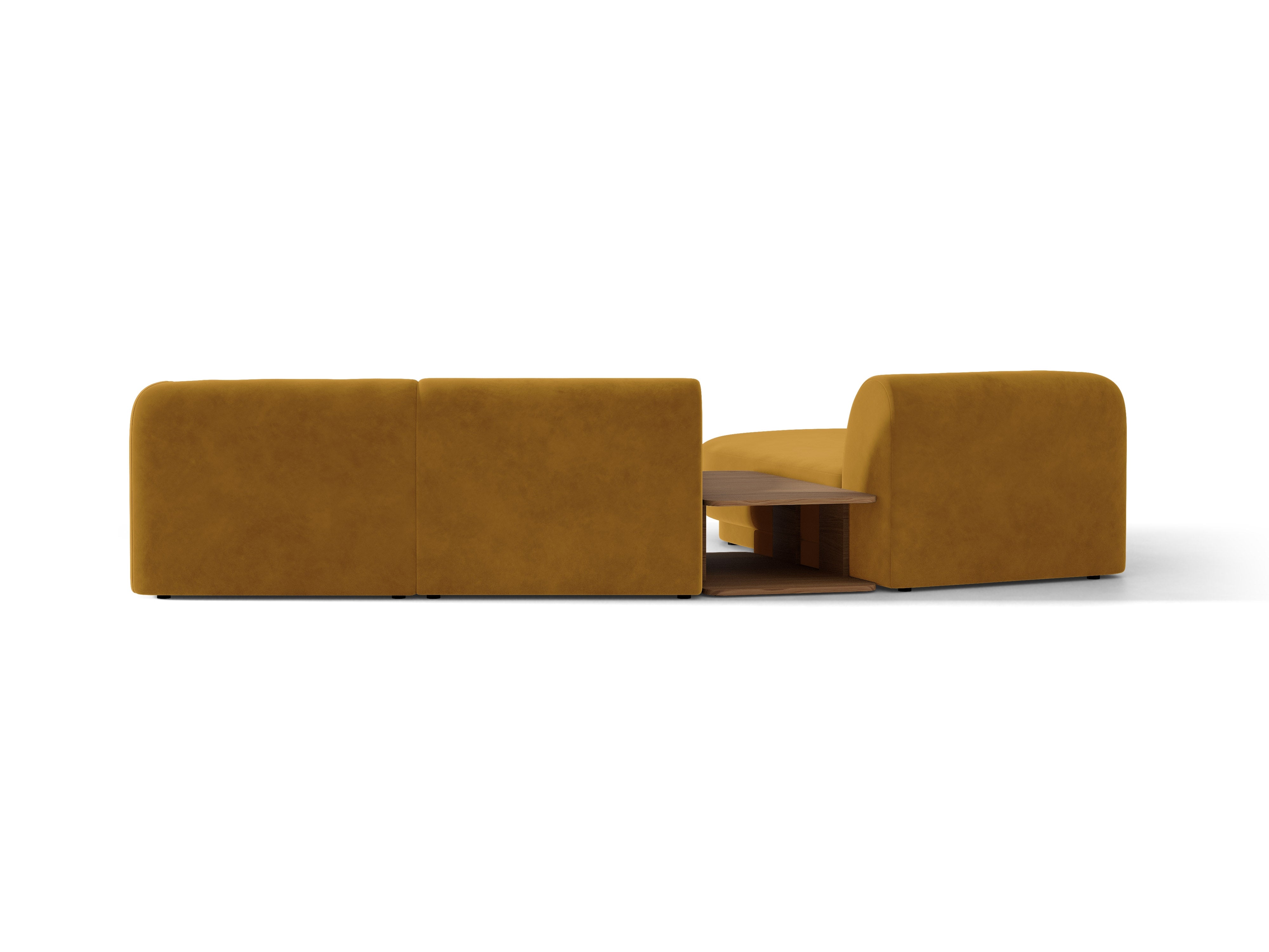 Modulares Ecksofa mit Tisch, 3-Sitzer, links, MILEY, gelb