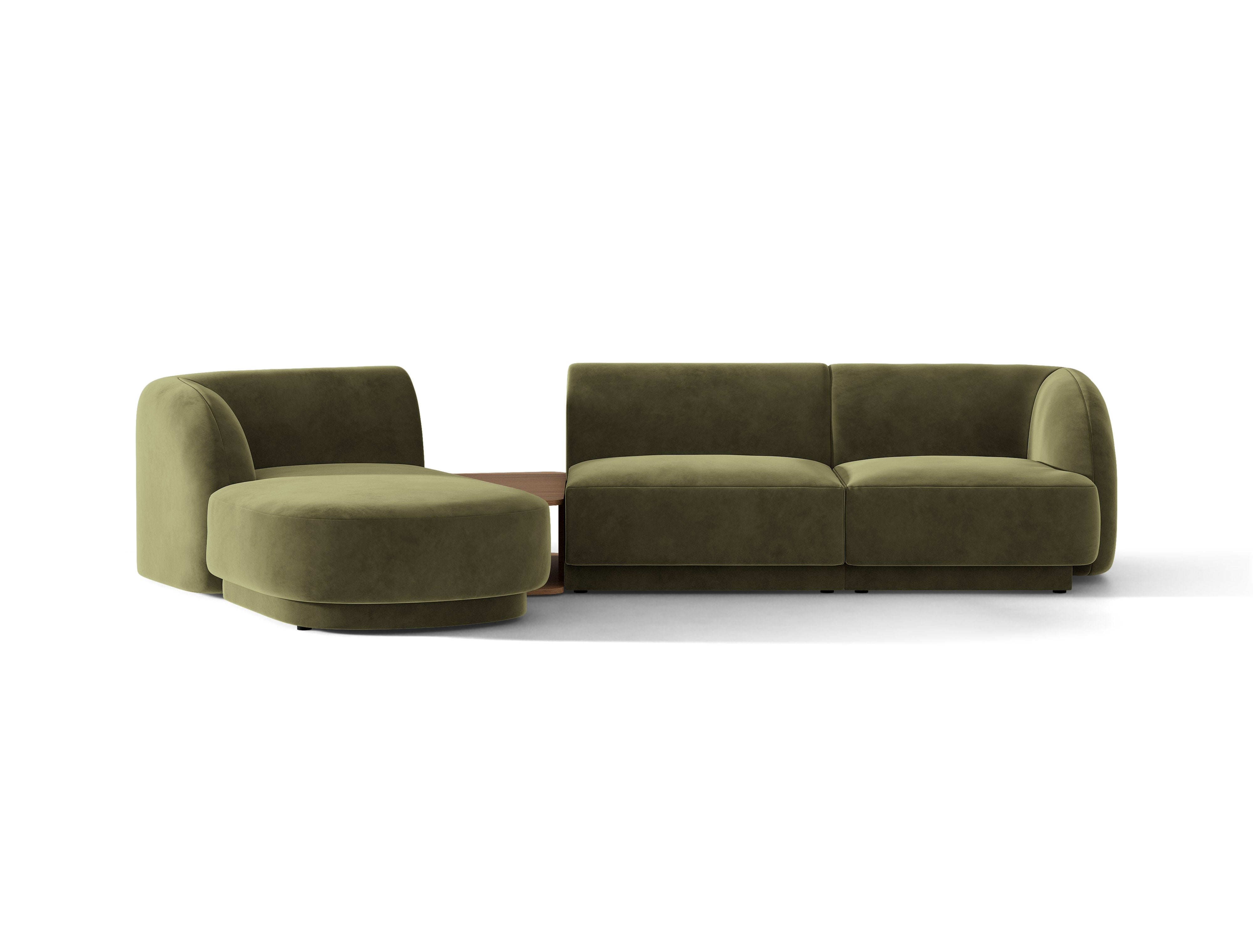 Modulares Ecksofa mit Tisch, 3-Sitzer, links, MILEY, grün