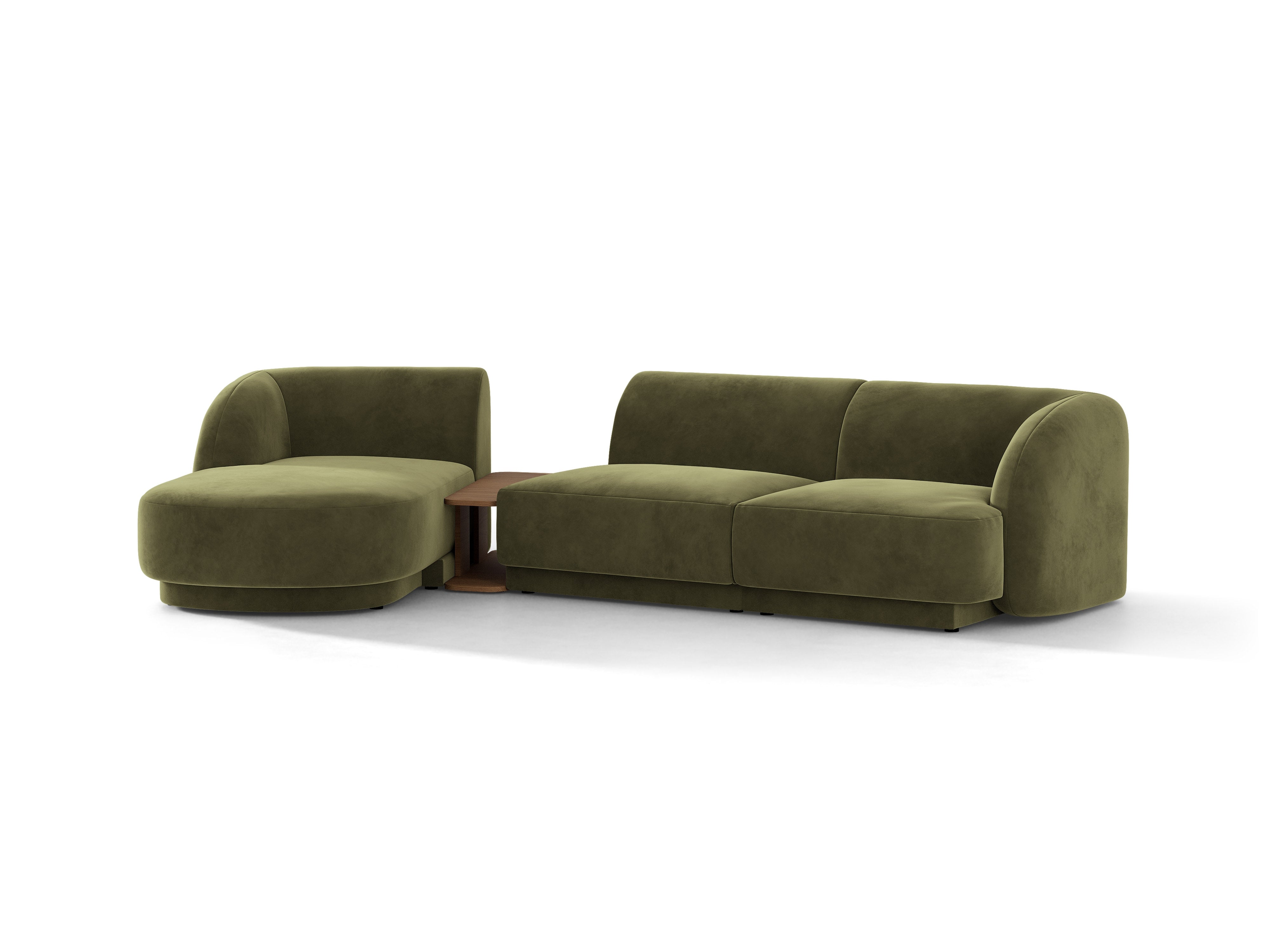 Modulares Ecksofa mit Tisch, 3-Sitzer, links, MILEY, grün