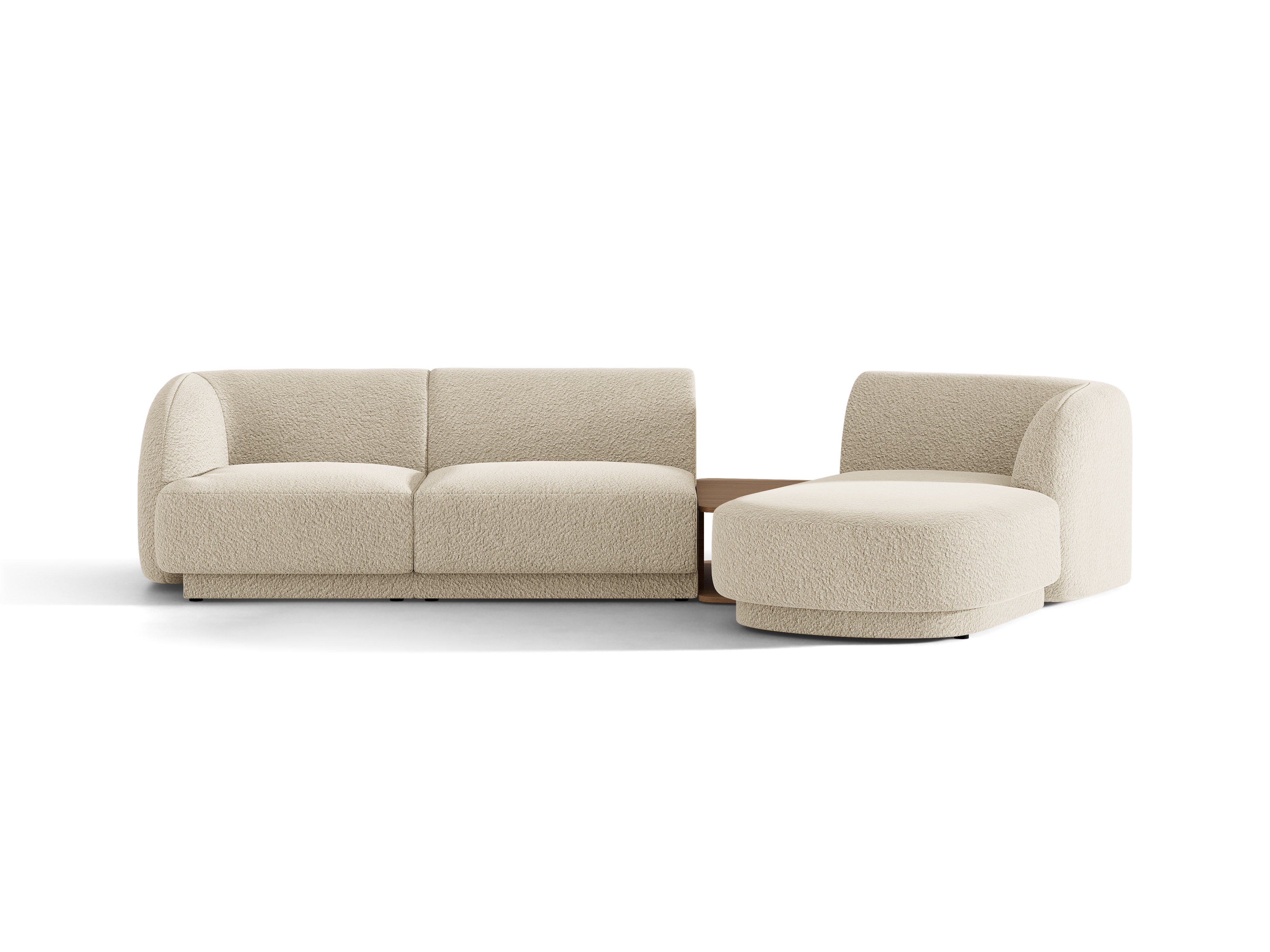 Modulares Ecksofa mit Tisch 3-Sitzer rechts MILEY beige Boucle