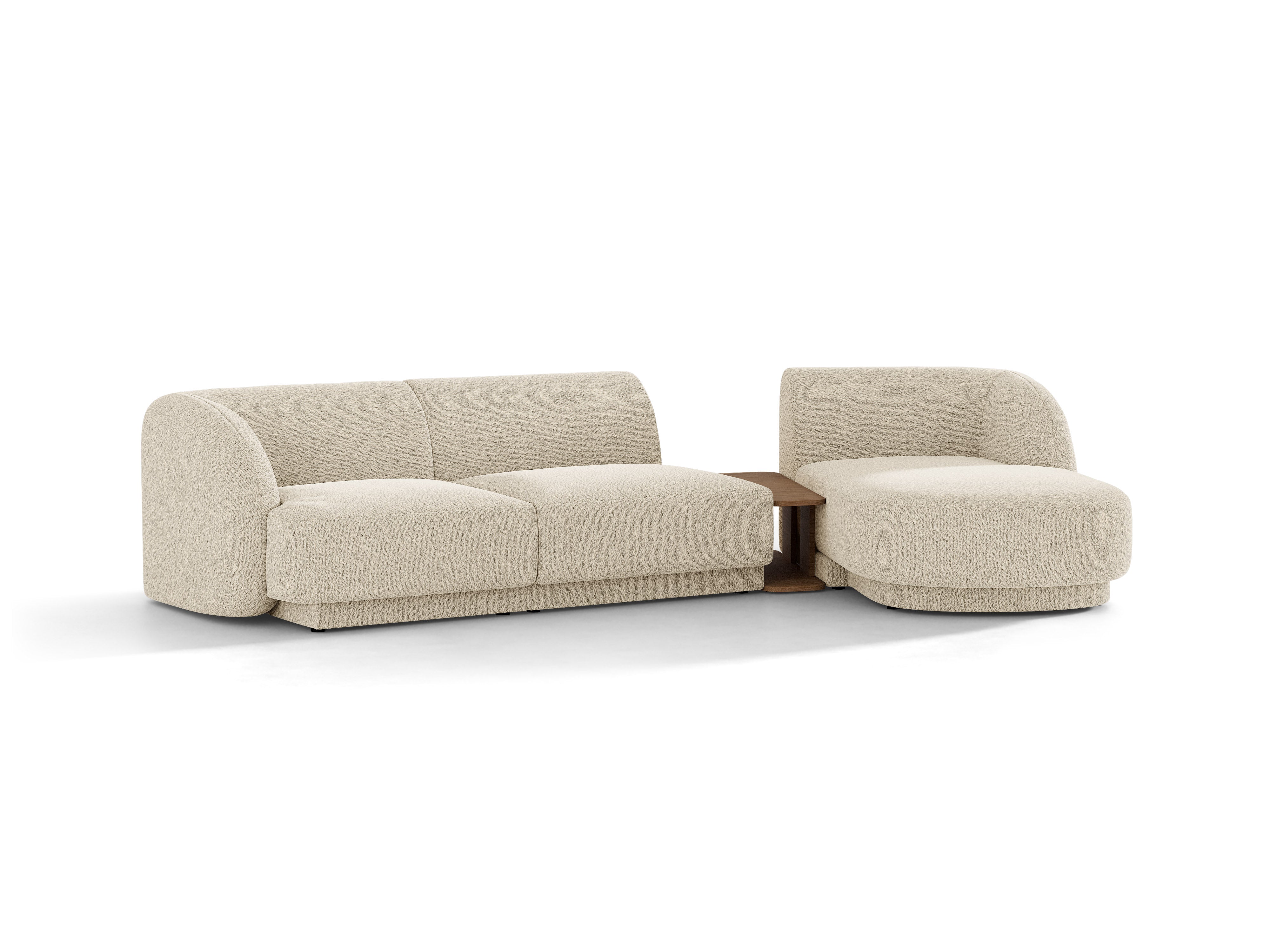 Modulares Ecksofa mit Tisch 3-Sitzer rechts MILEY beige Boucle