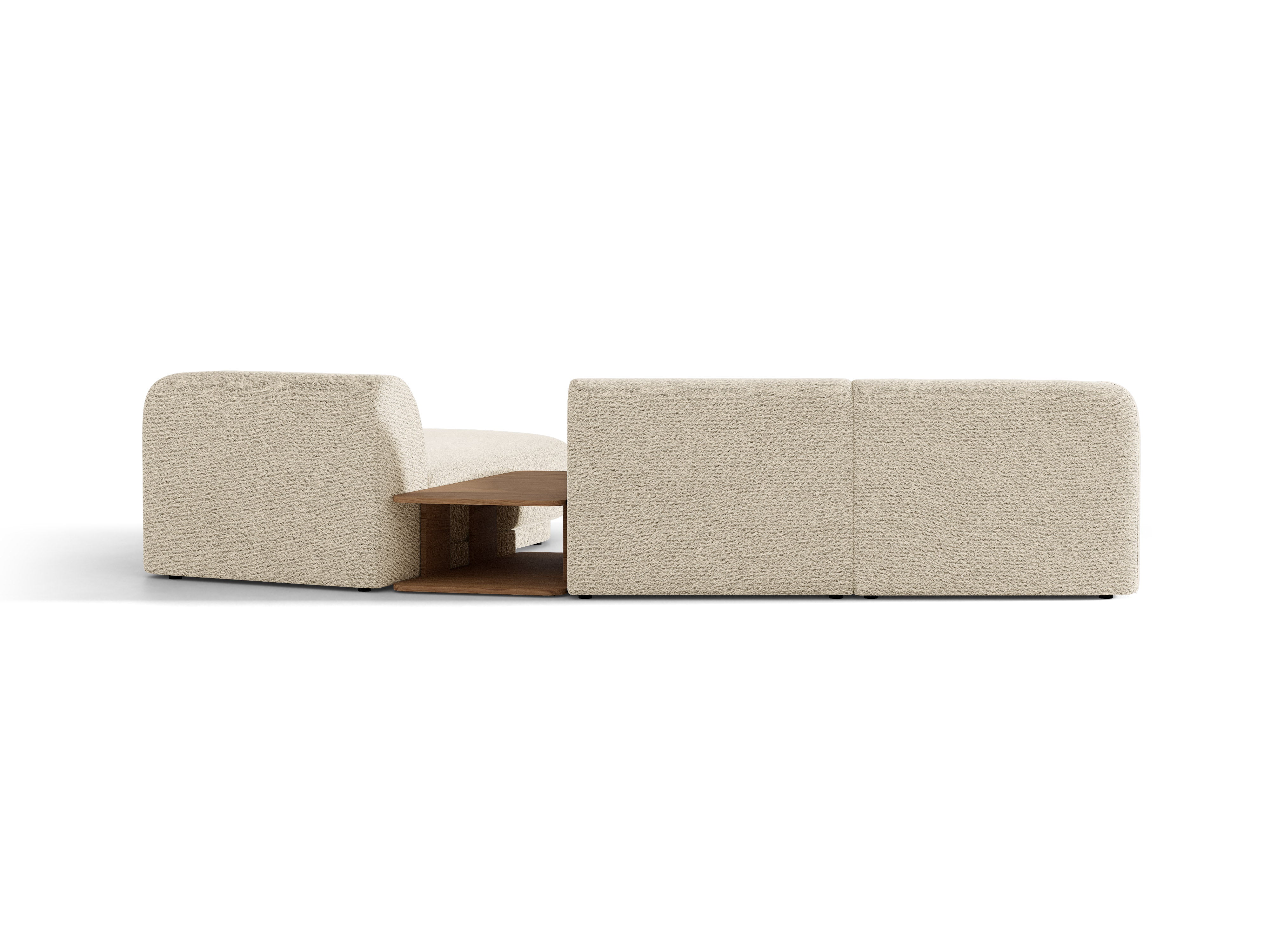 Modulares Ecksofa mit Tisch 3-Sitzer rechts MILEY beige Boucle