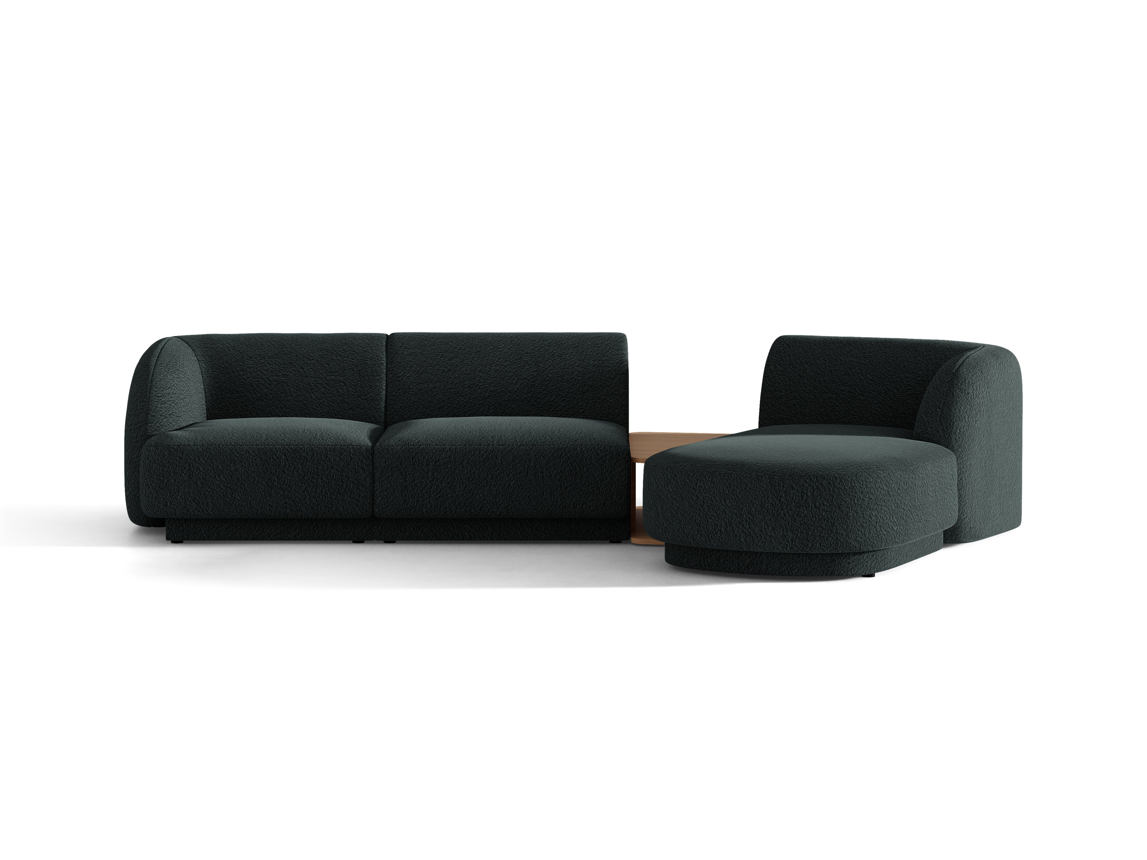 Modulares Ecksofa mit Tisch 3-sitzig rechts MILEY schwarz Boucle