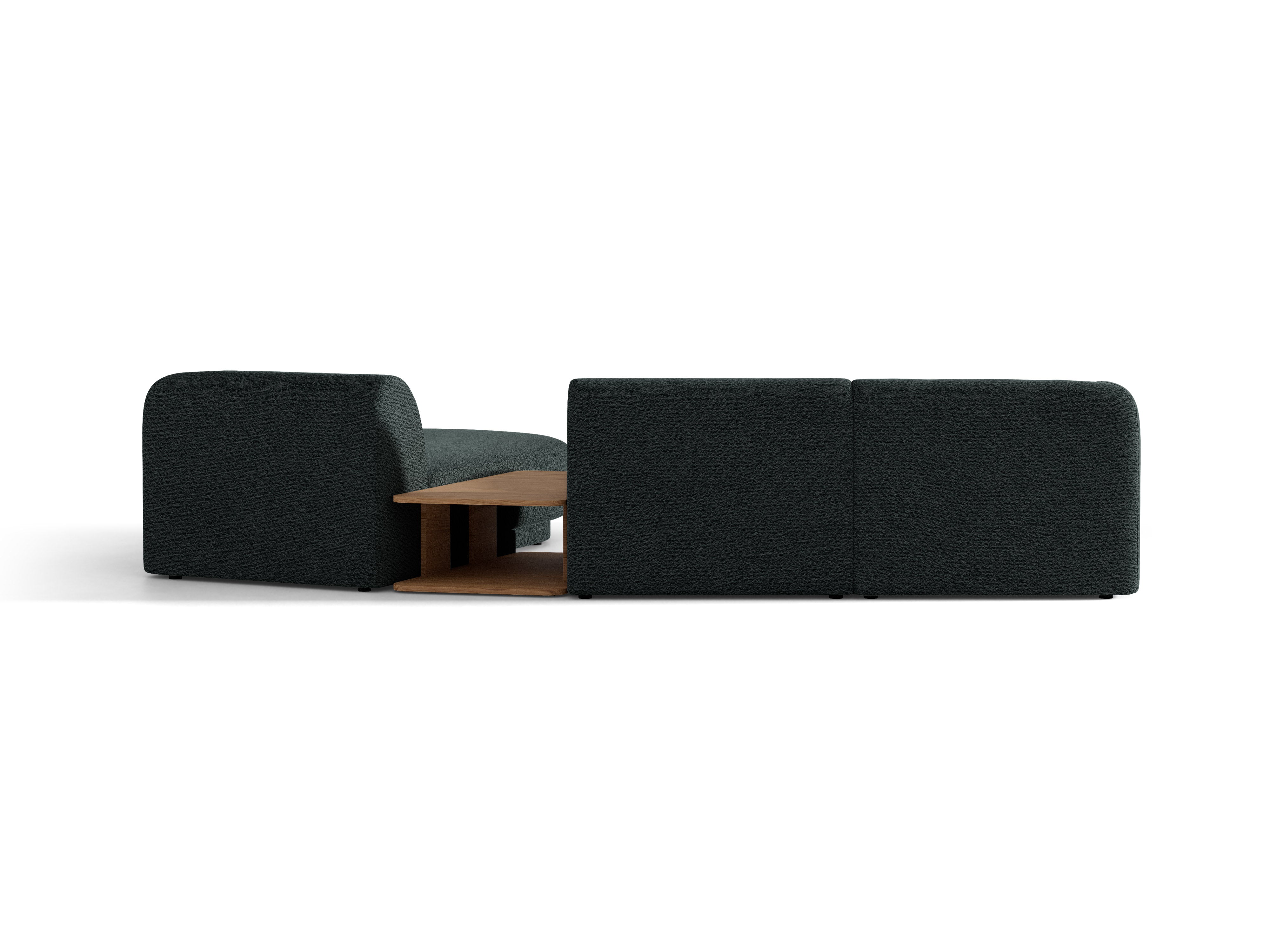 Modulares Ecksofa mit Tisch 3-sitzig rechts MILEY schwarz Boucle