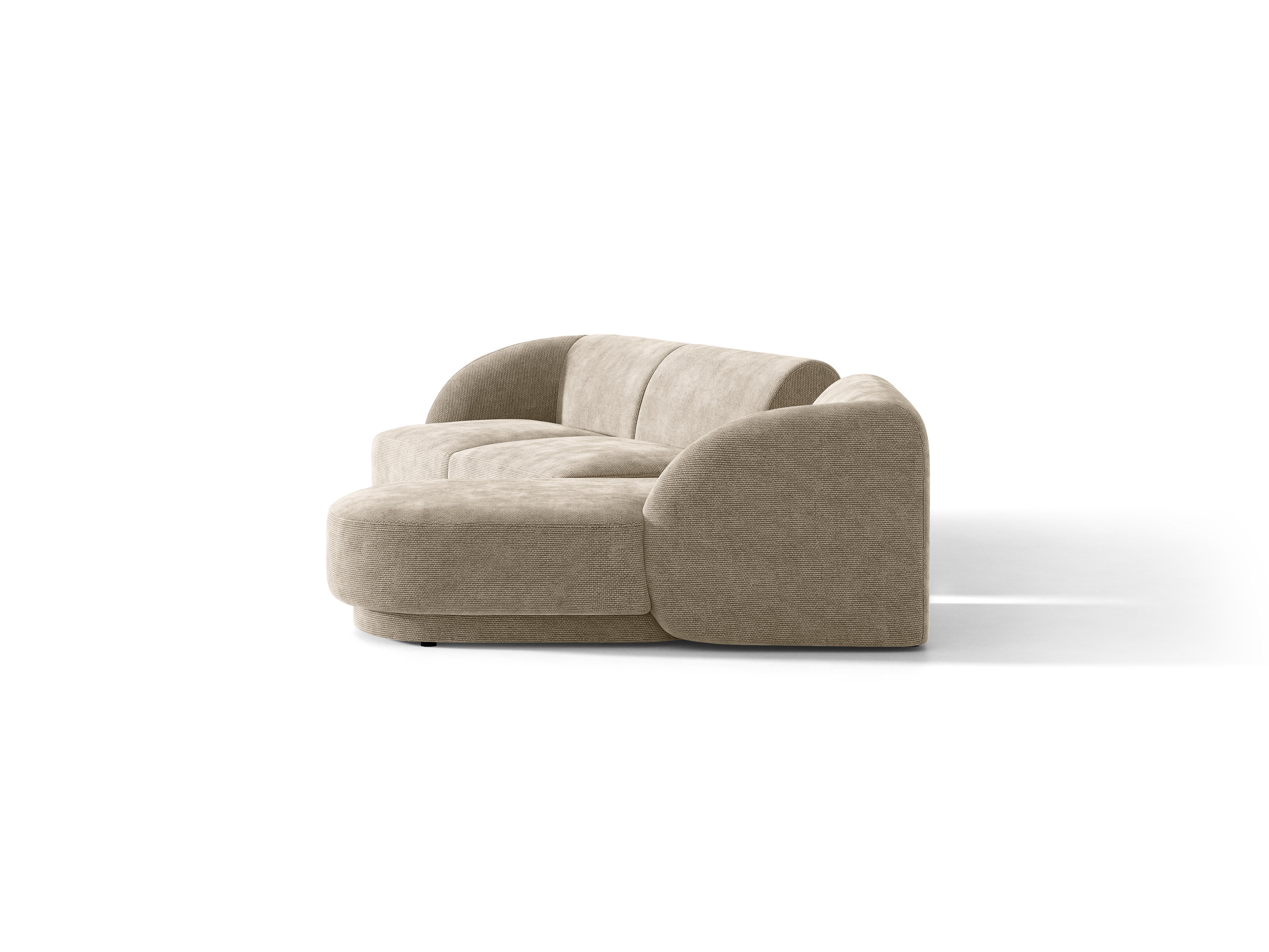 Modulares Ecksofa mit Tisch 3-Sitzer rechts MILEY beige schimmernder Chenille