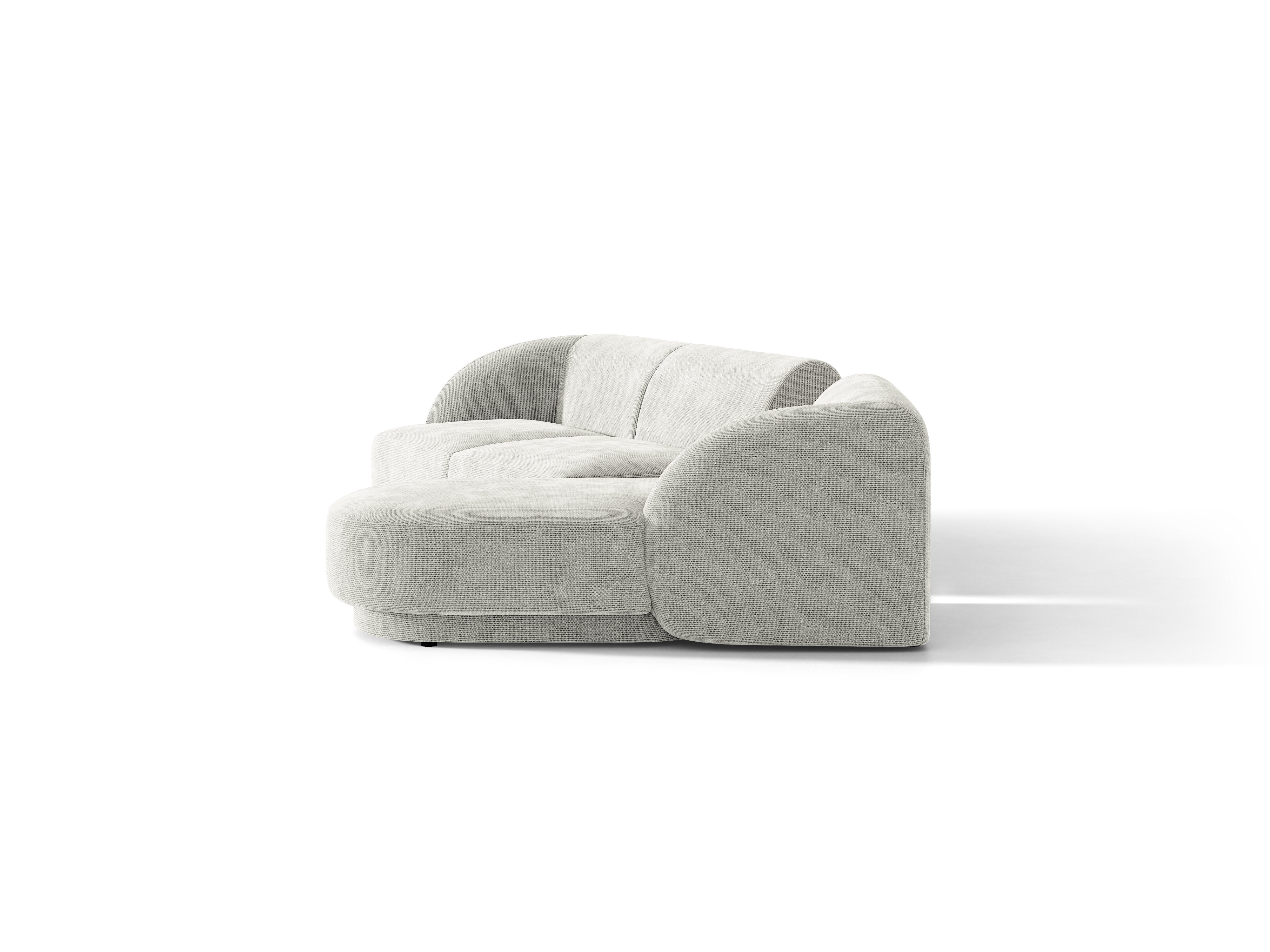 Modulares Ecksofa mit Tisch, 3-Sitzer, rechtsseitig, MILEY, graues Chenille
