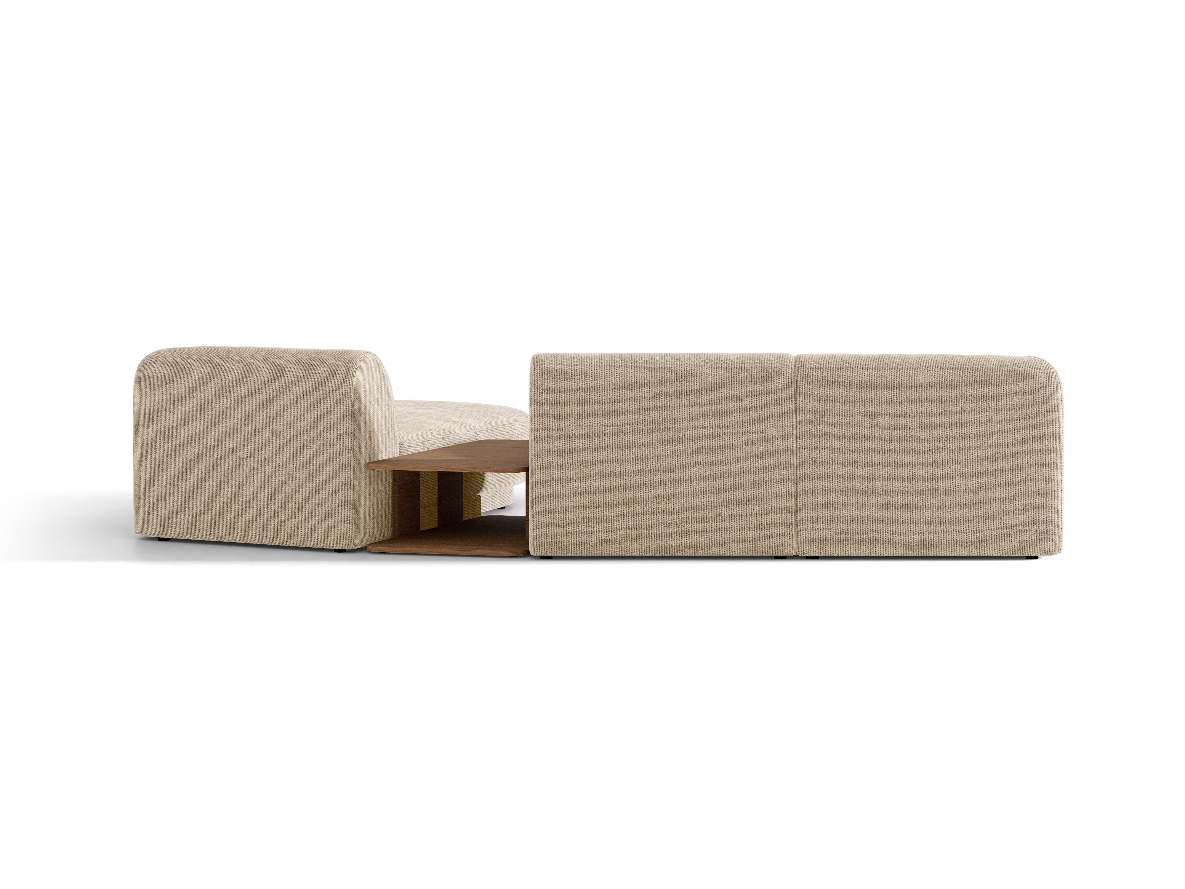 Modulares Ecksofa mit Tisch 3-sitzig rechts MILEY beige Chenille