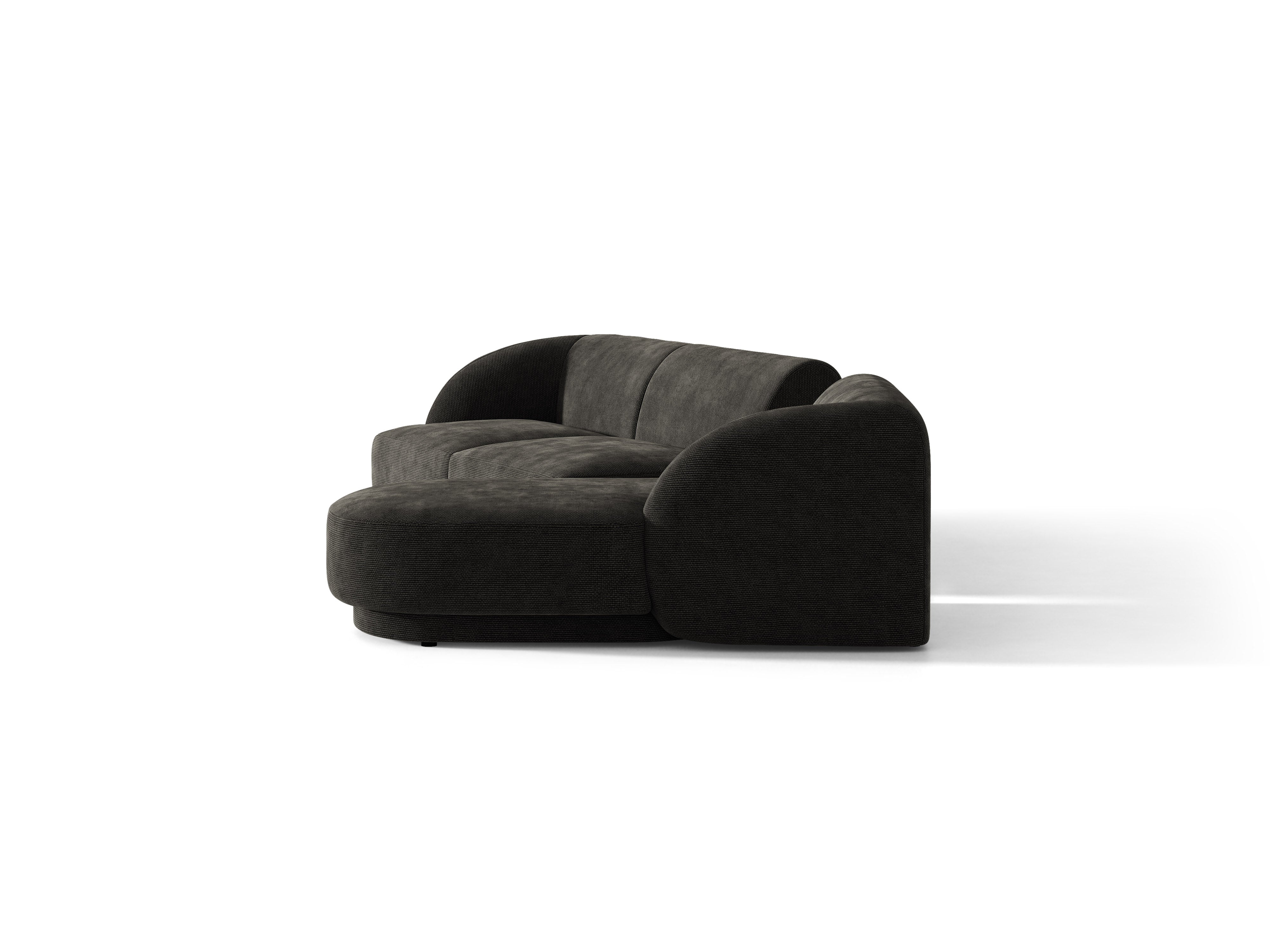 Modulares Ecksofa mit Tisch, 3-Sitzer, rechtsseitig, MILEY, schwarzer Chenille