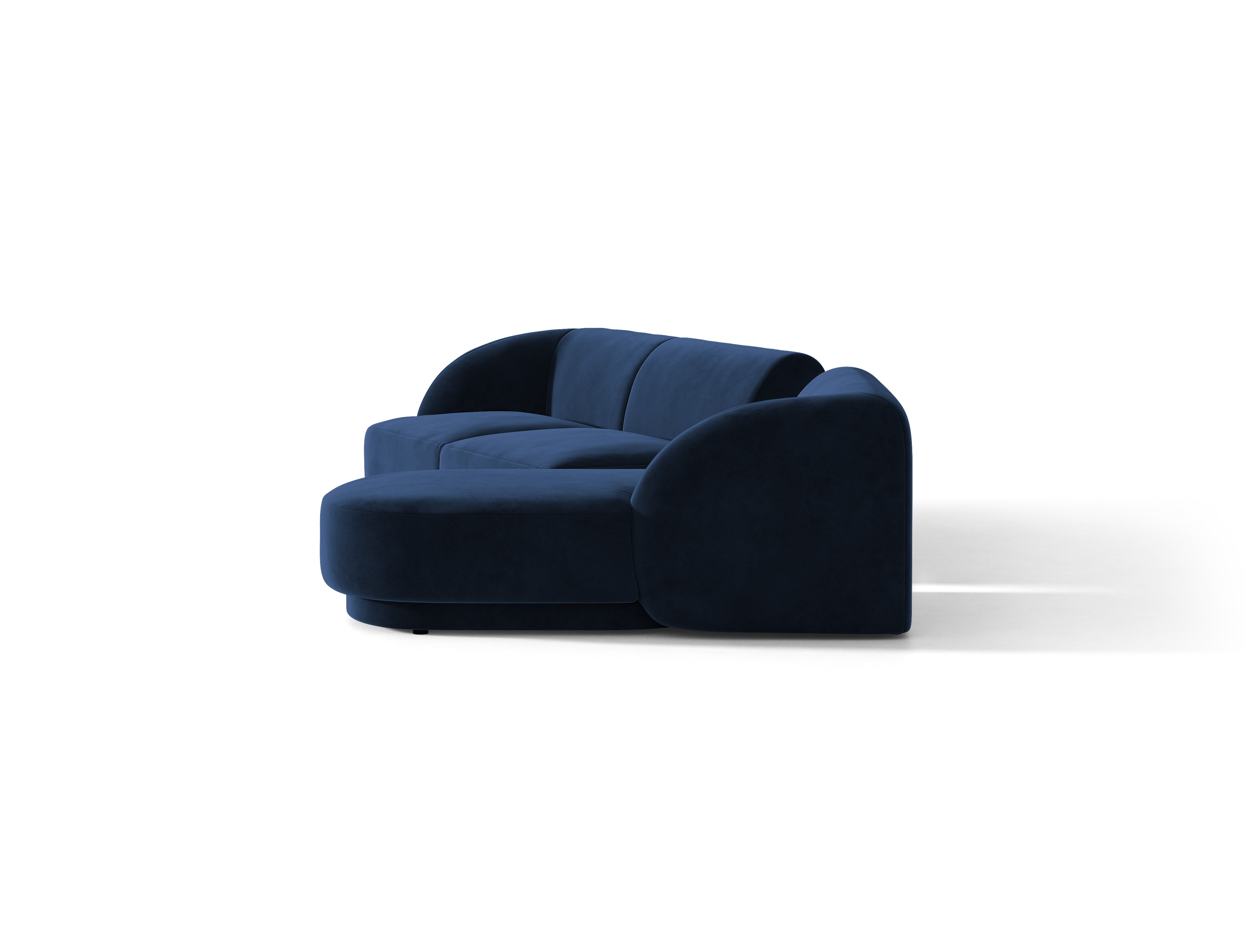 Modulares Ecksofa mit Tisch, 3-Sitzer, rechtsseitig, samtig, MILEY, königsblau