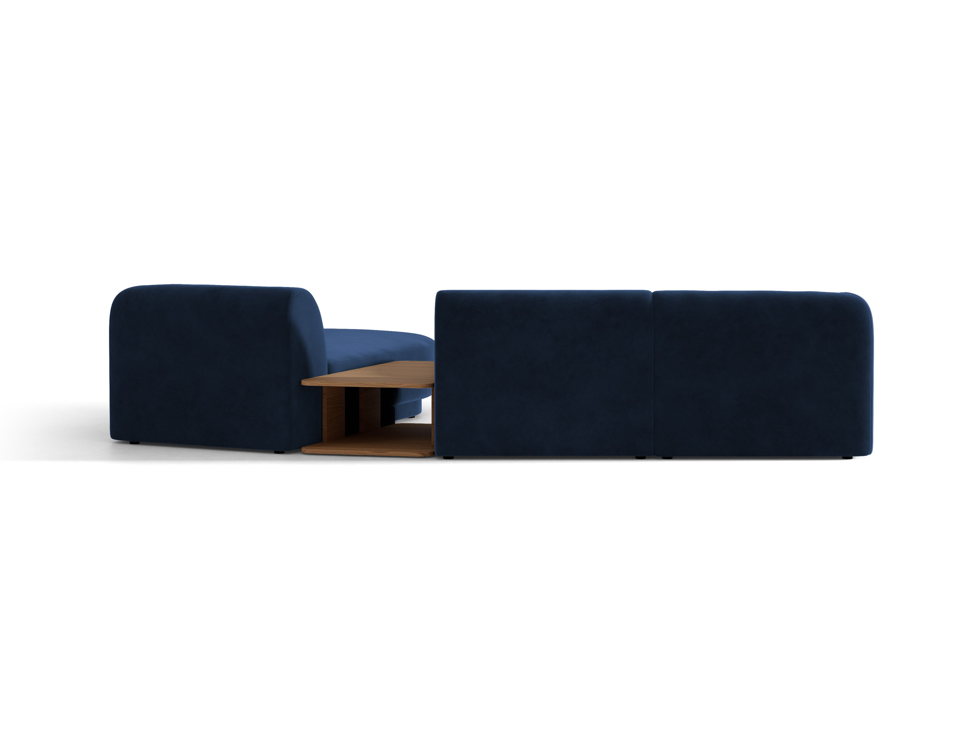Modulares Ecksofa mit Tisch, 3-Sitzer, rechtsseitig, samtig, MILEY, königsblau