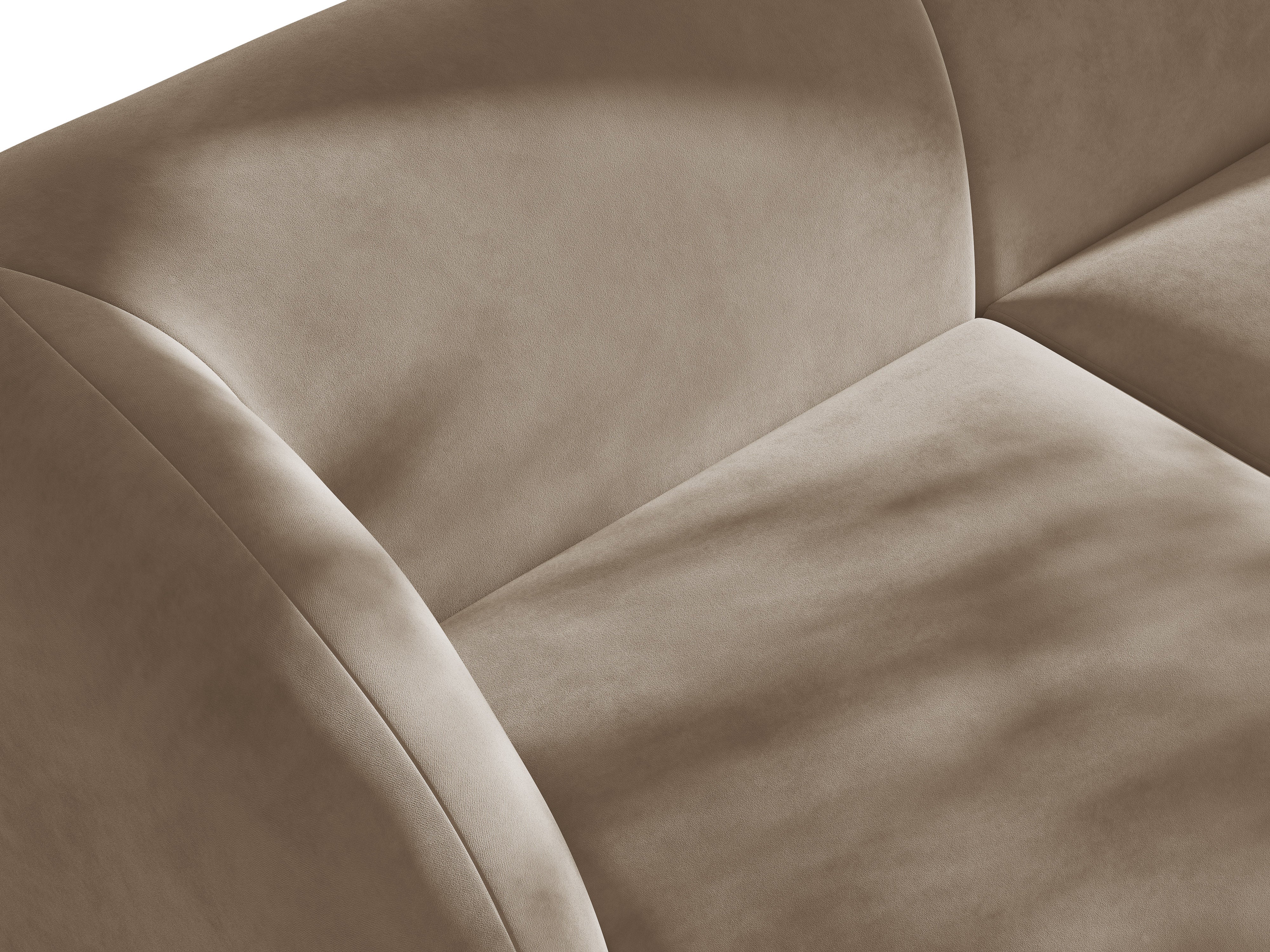 Modulares Ecksofa mit Tisch 3-Sitzer rechtsseitig samtig MILEY cappuccino