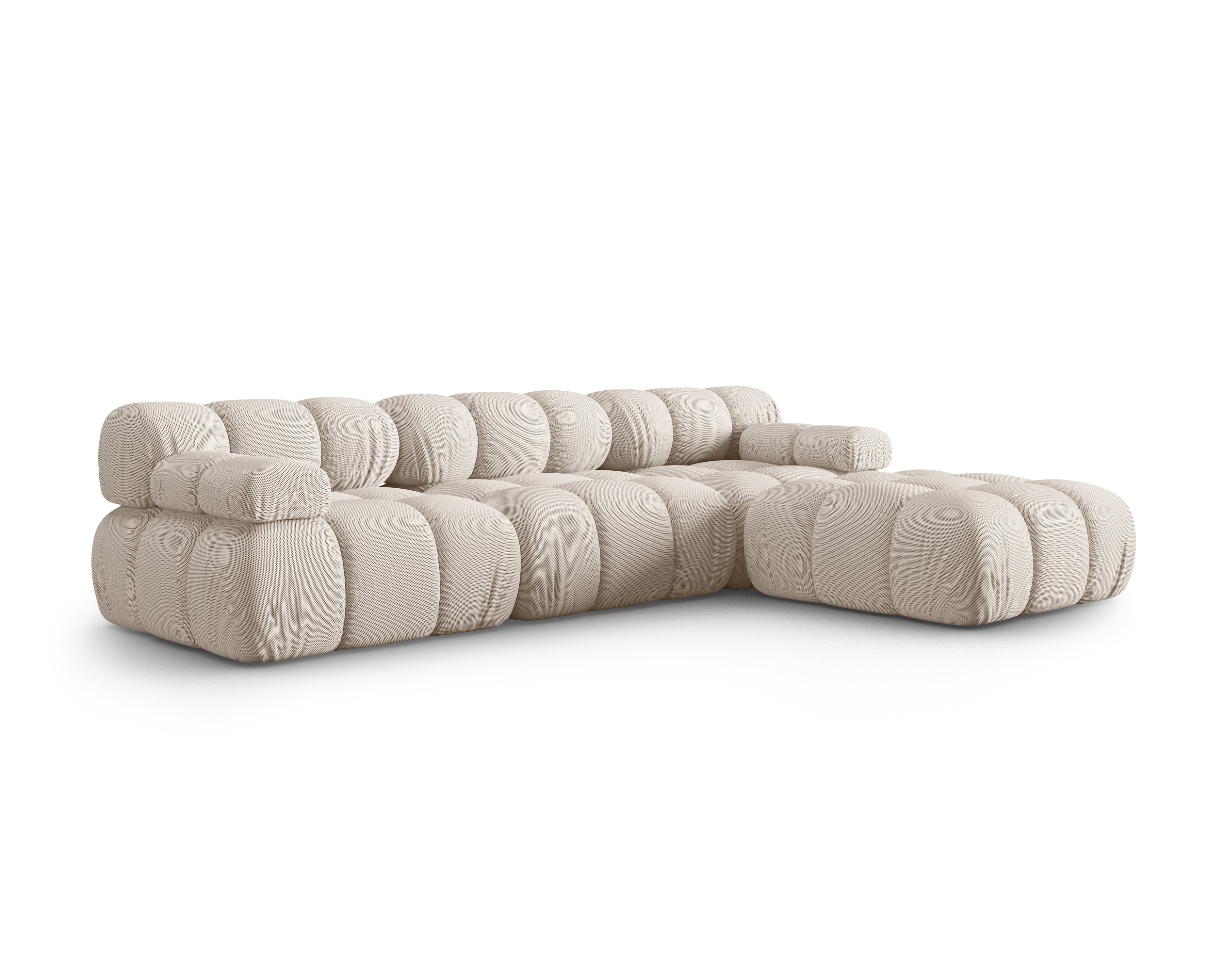 Universelle Eckcouch BELLIS in beigem 3D-Stoff