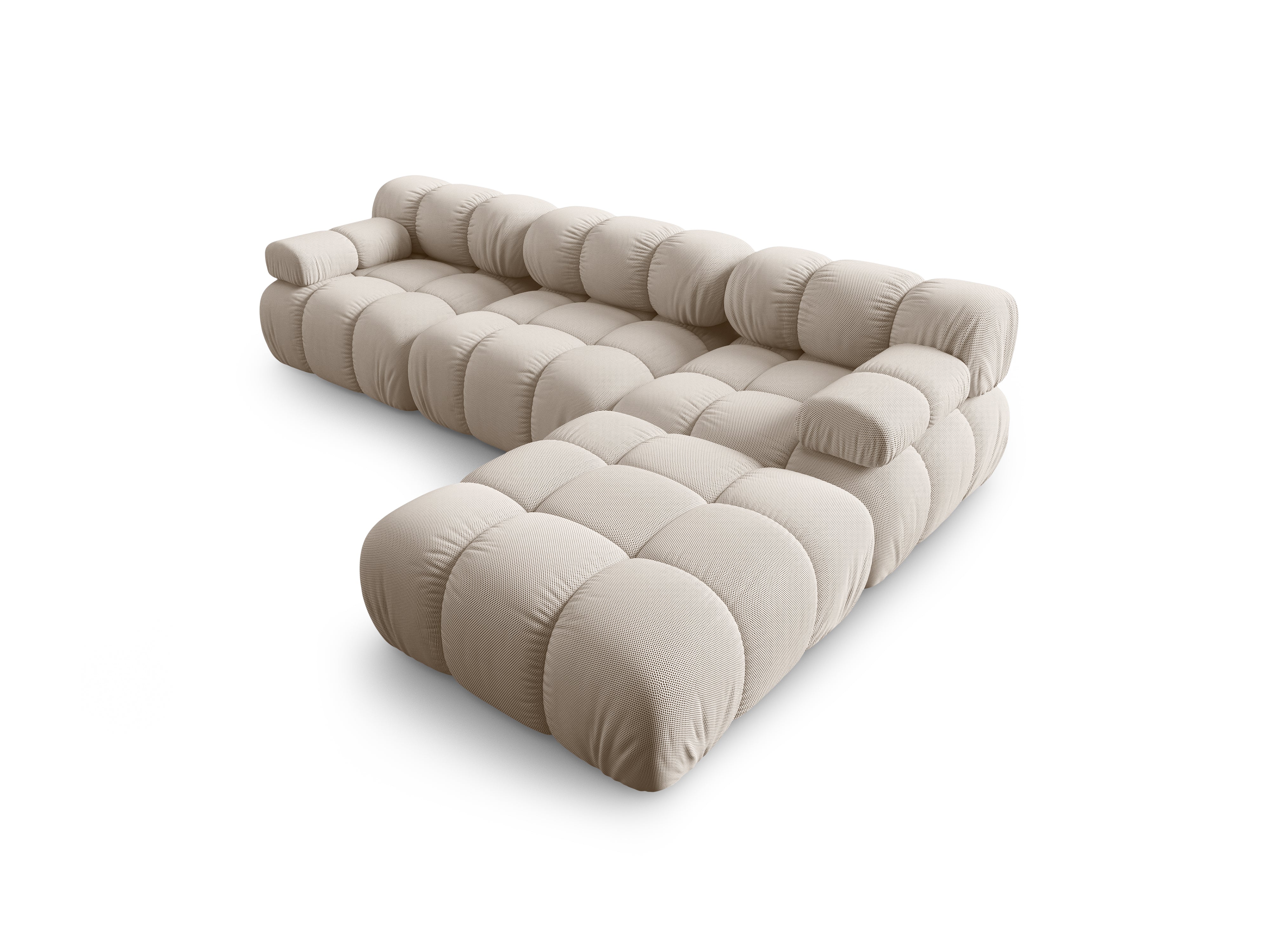 Universelle Eckcouch BELLIS in beigem 3D-Stoff