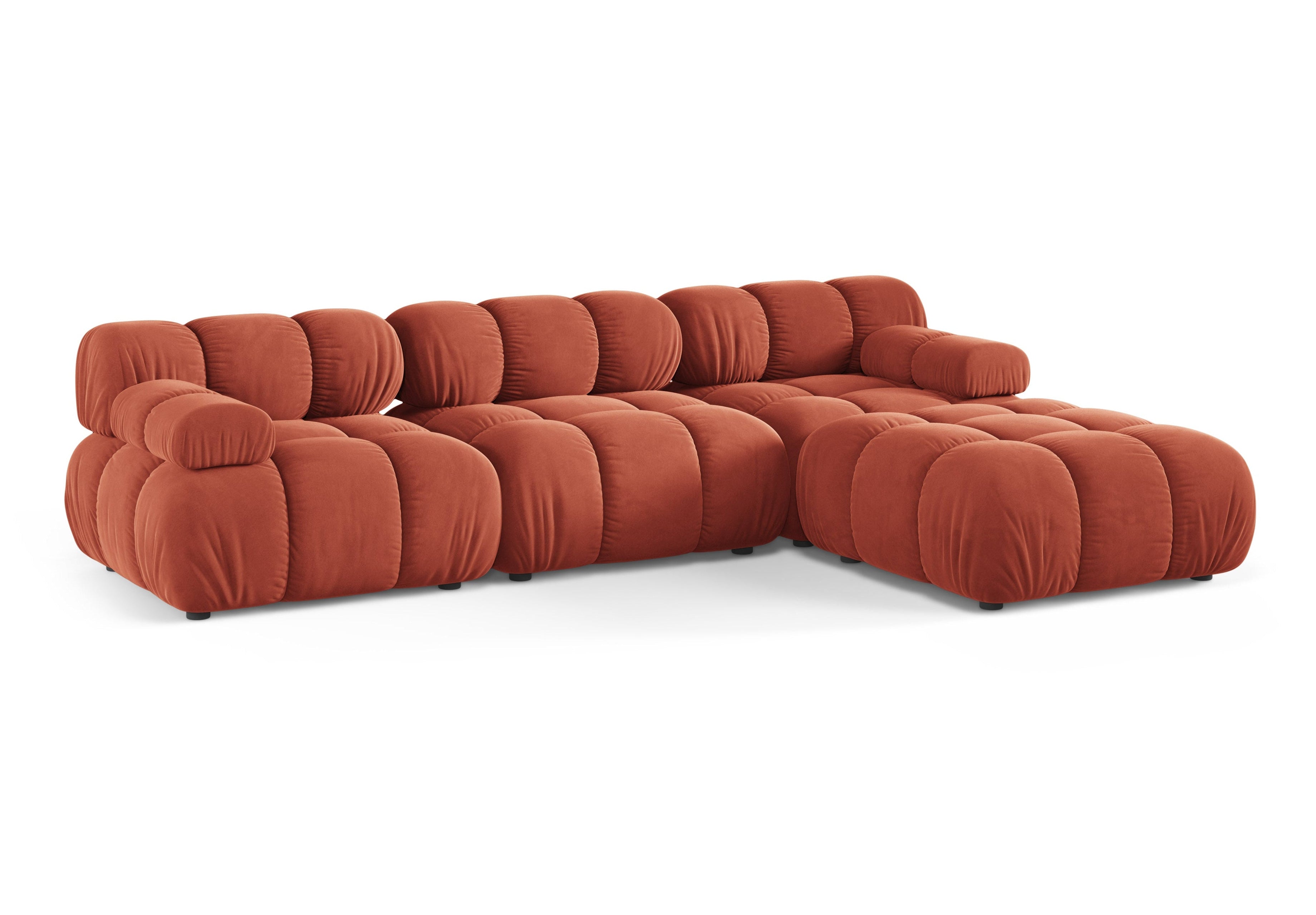 Universelle Eckcouch BELLIS in korallenfarbenem Velours