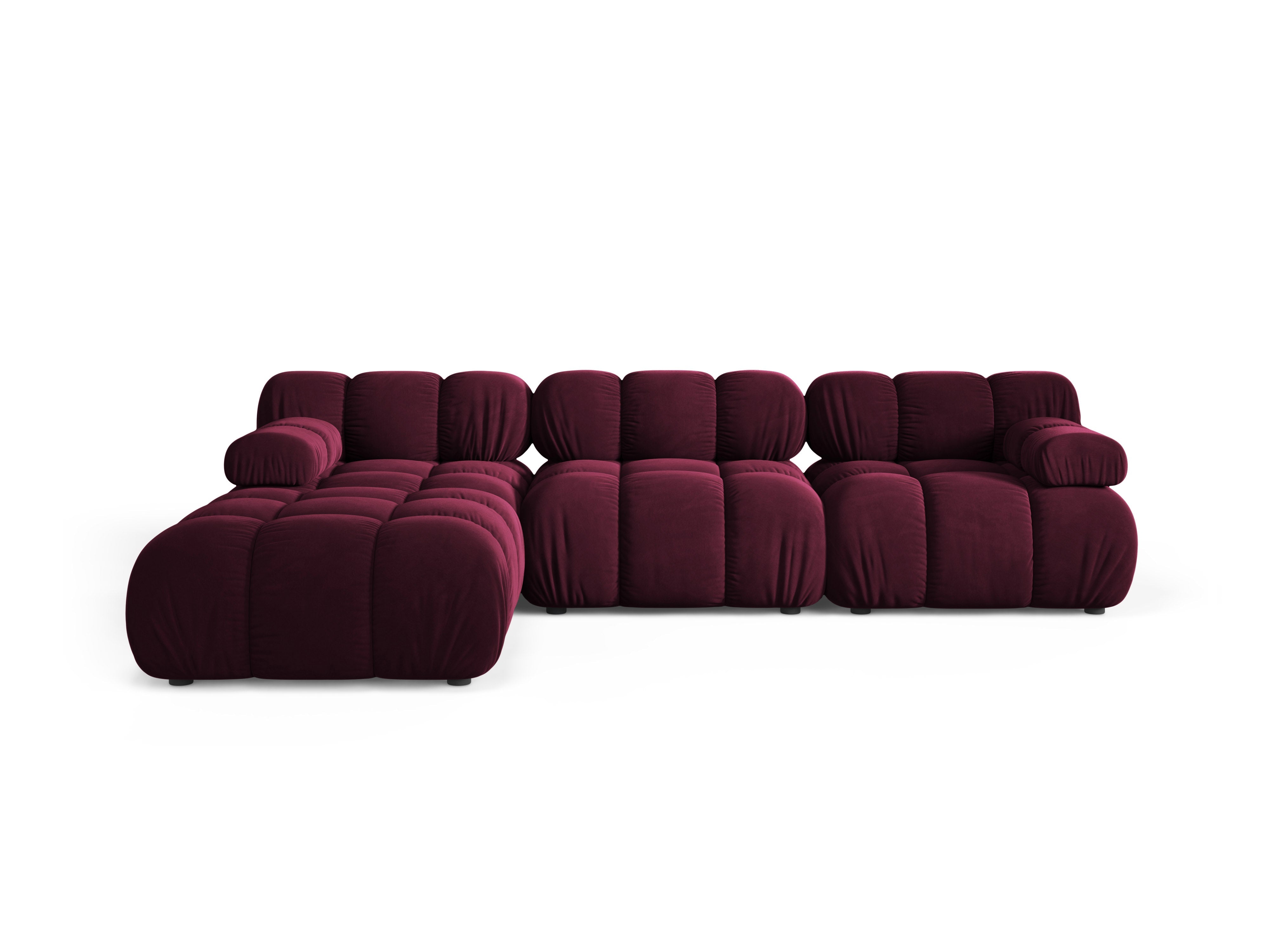 Universelle Eckcouch BELLIS in burgunderfarbenem Velours