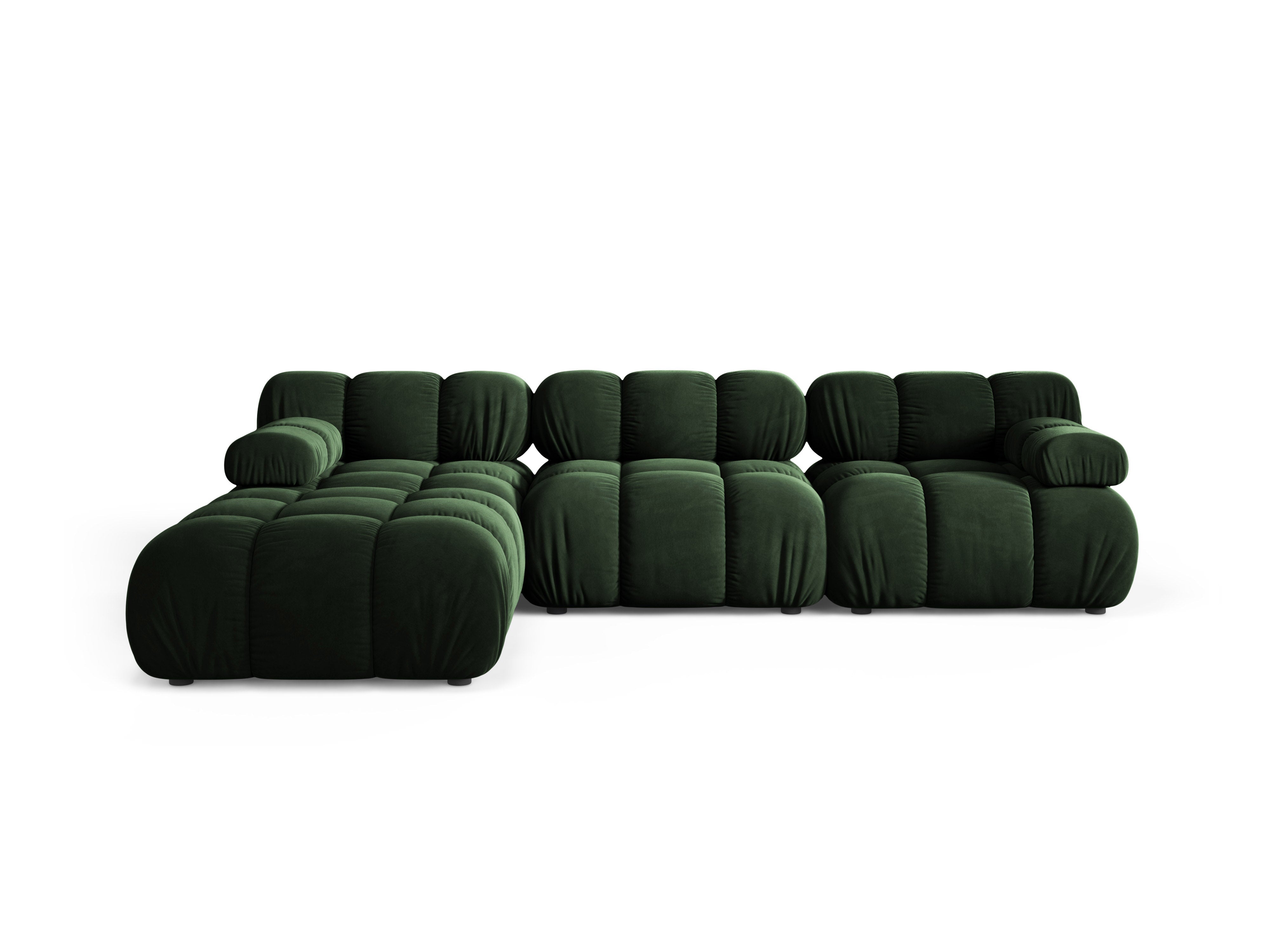 Universelle Eckcouch BELLIS in Flaschengrün Velours