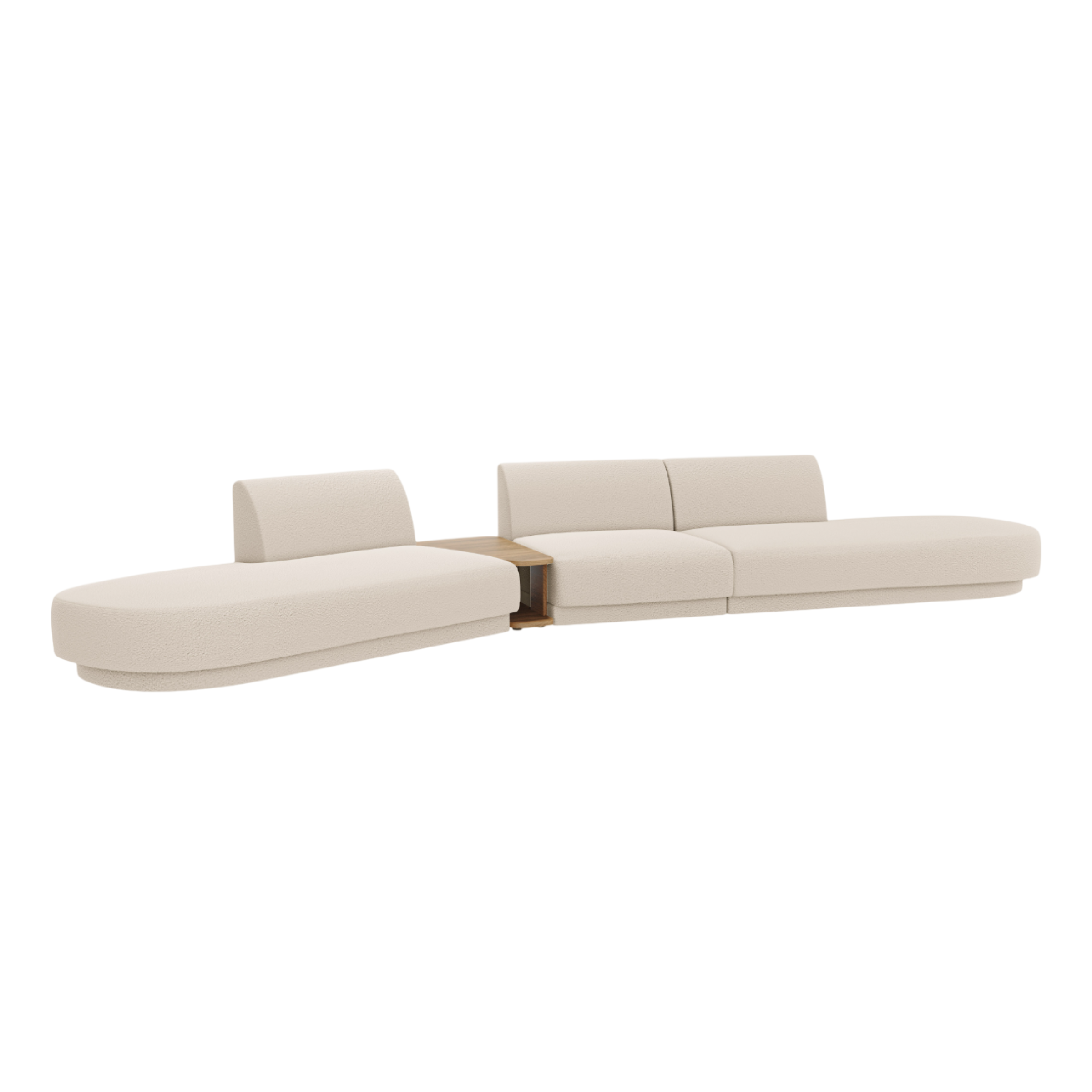 Left-facing modular sofa with table for 5 people MILEY beige boucle