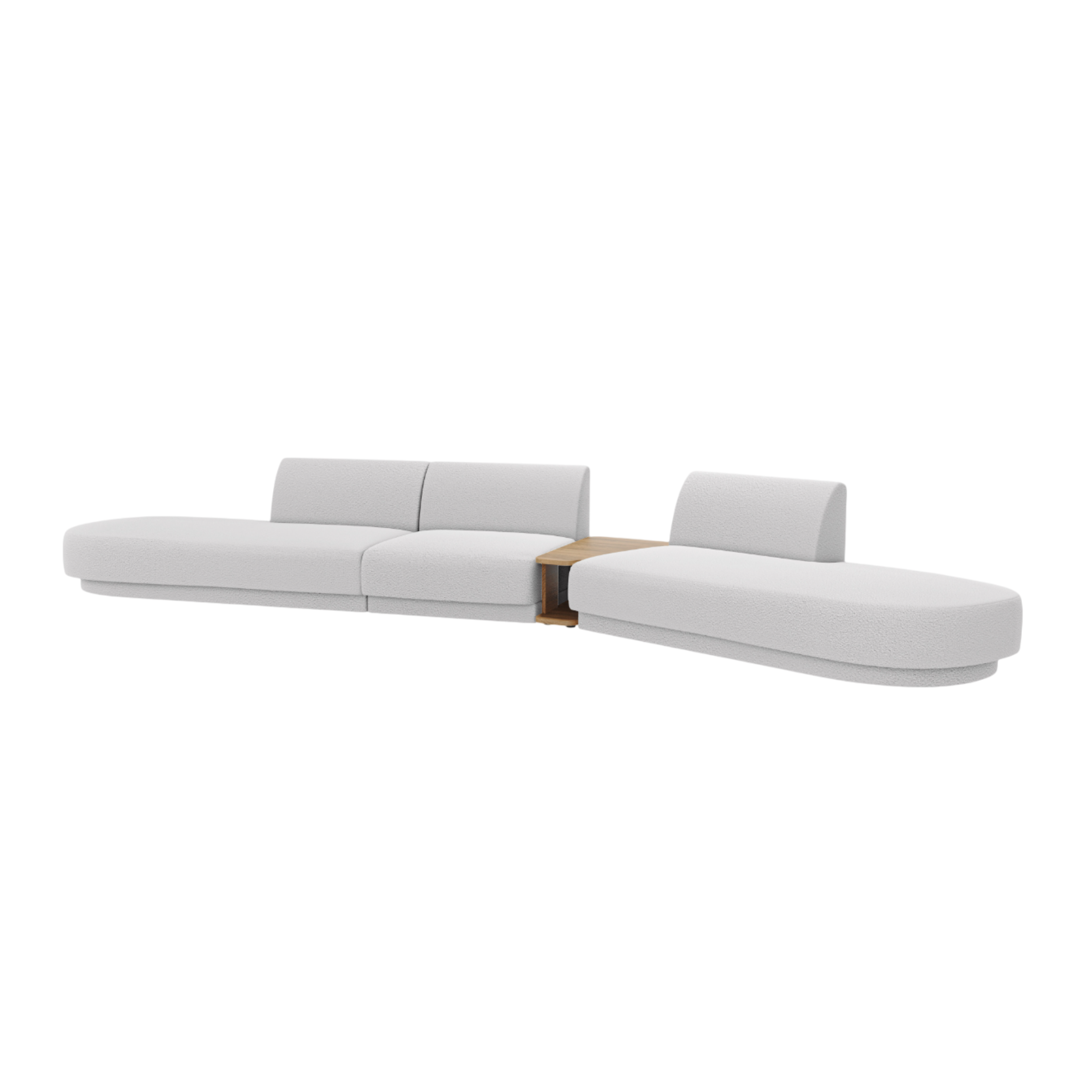 Right-facing modular sofa with table for 5 people MILEY light gray boucle