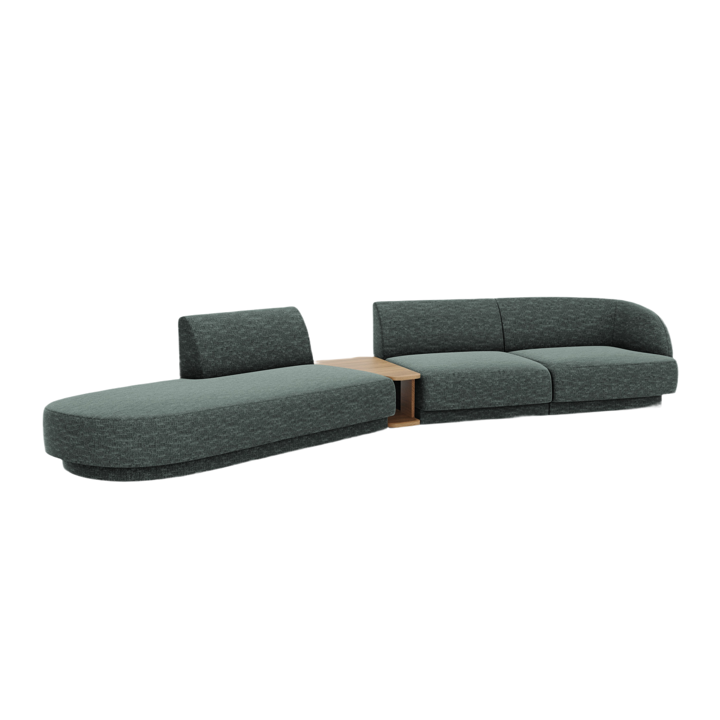 Modulares Sofa links mit Tisch für 4 Personen MILEY petrol samtig