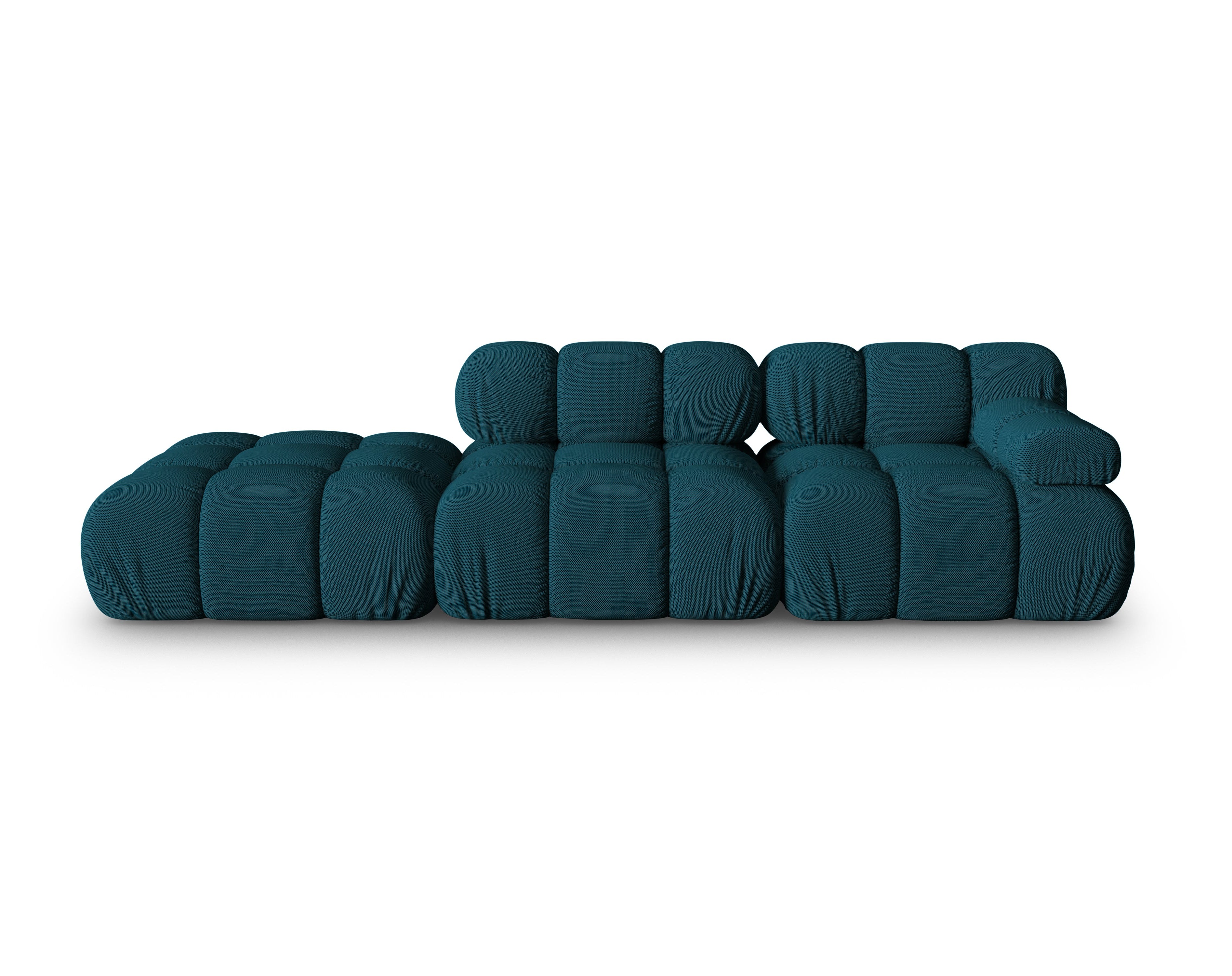 Modulares offenes linksseitiges Sofa BELLIS in Meeresfarbener 3D-Stoff.