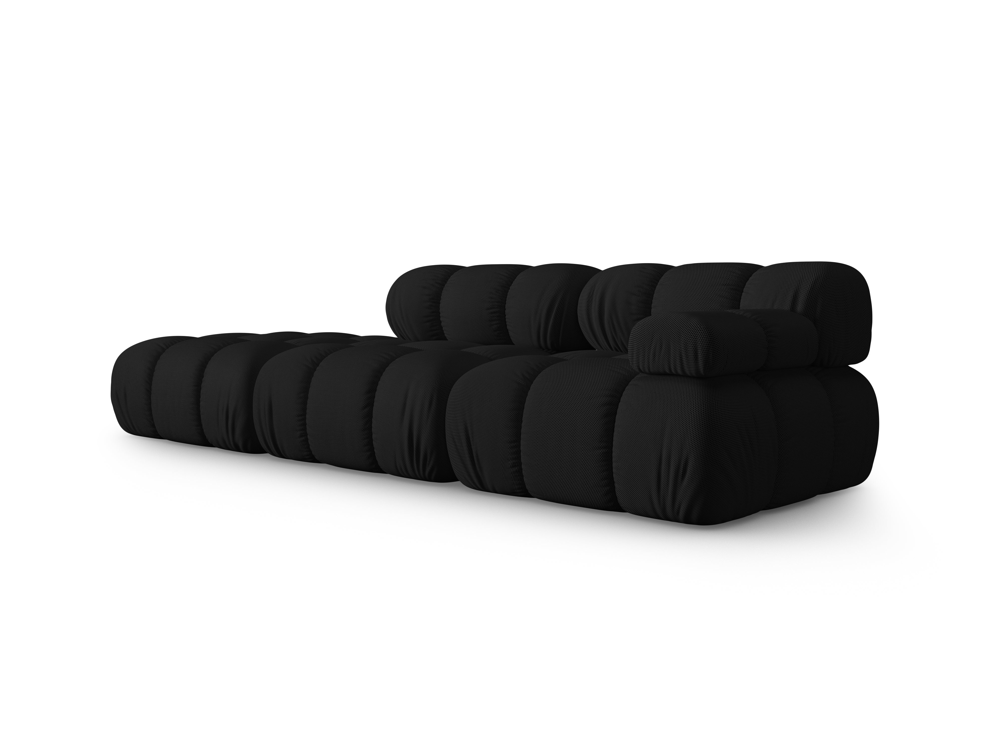 Modulares offenes Sofa BELLIS in schwarzem 3D-Stoff, linksseitig.