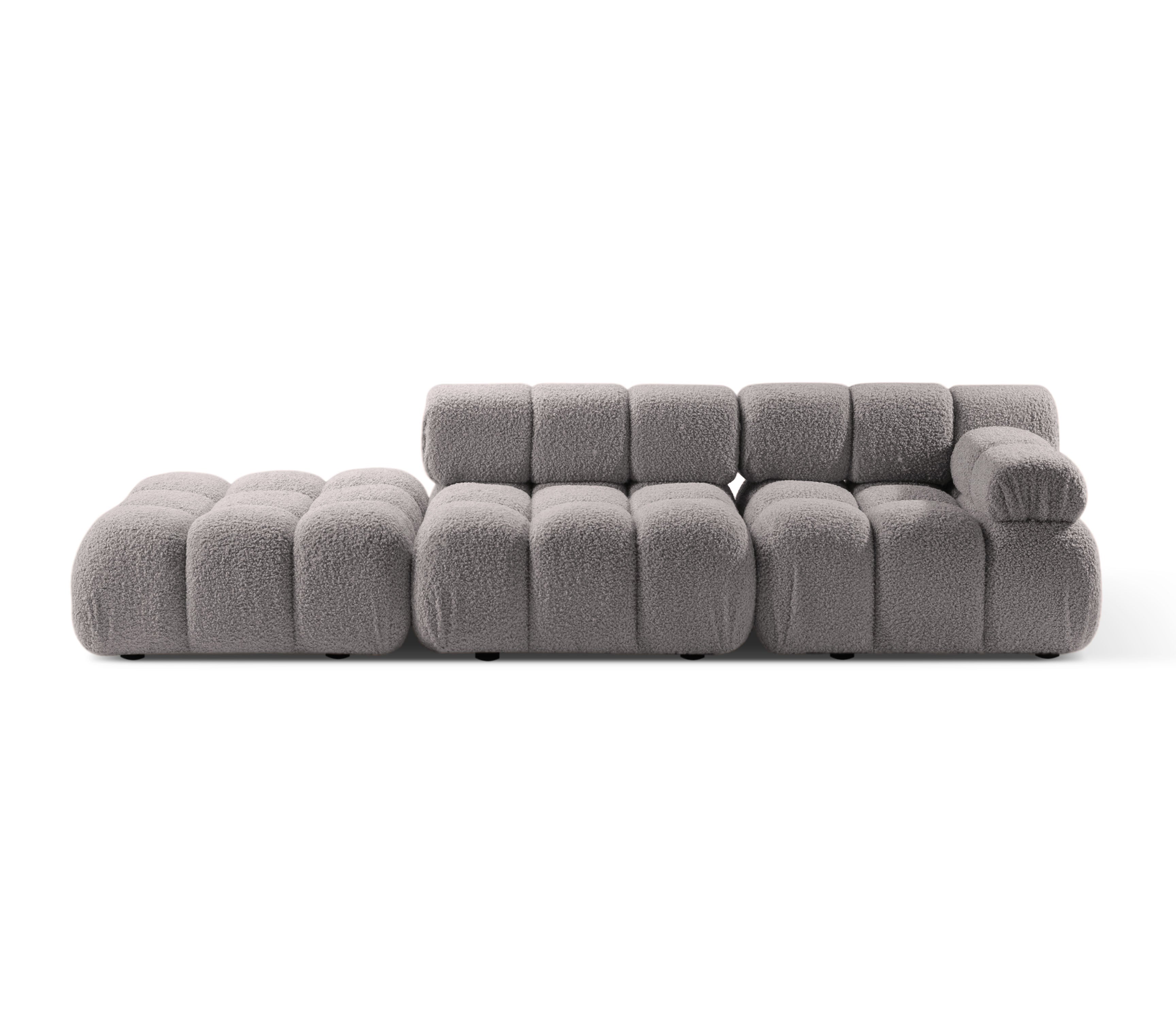 Modulares offenes linksseitiges Sofa BELLIS in grauem Boucle