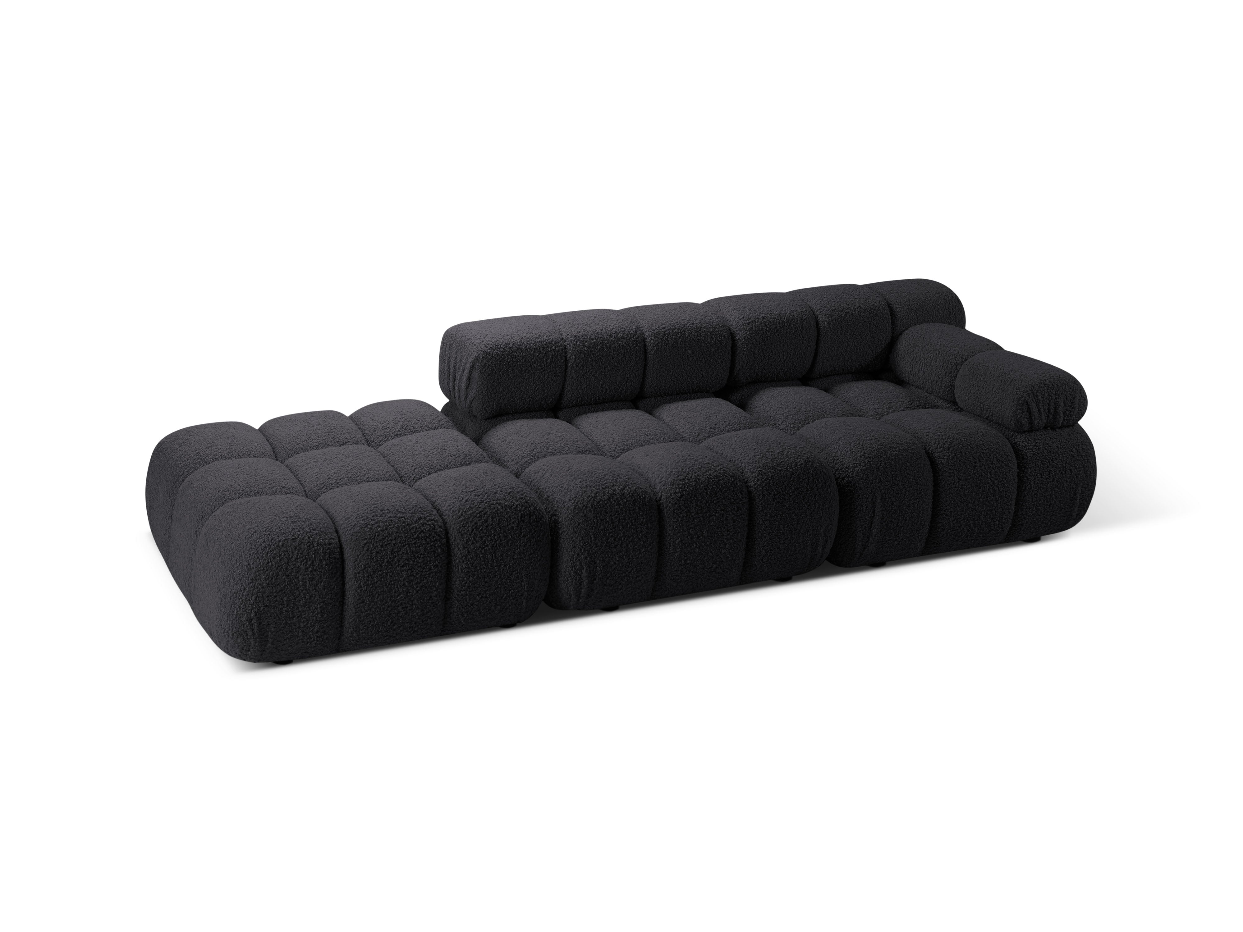 Modulares offenes Sofa BELLIS in grauem Boucle, linksseitig.