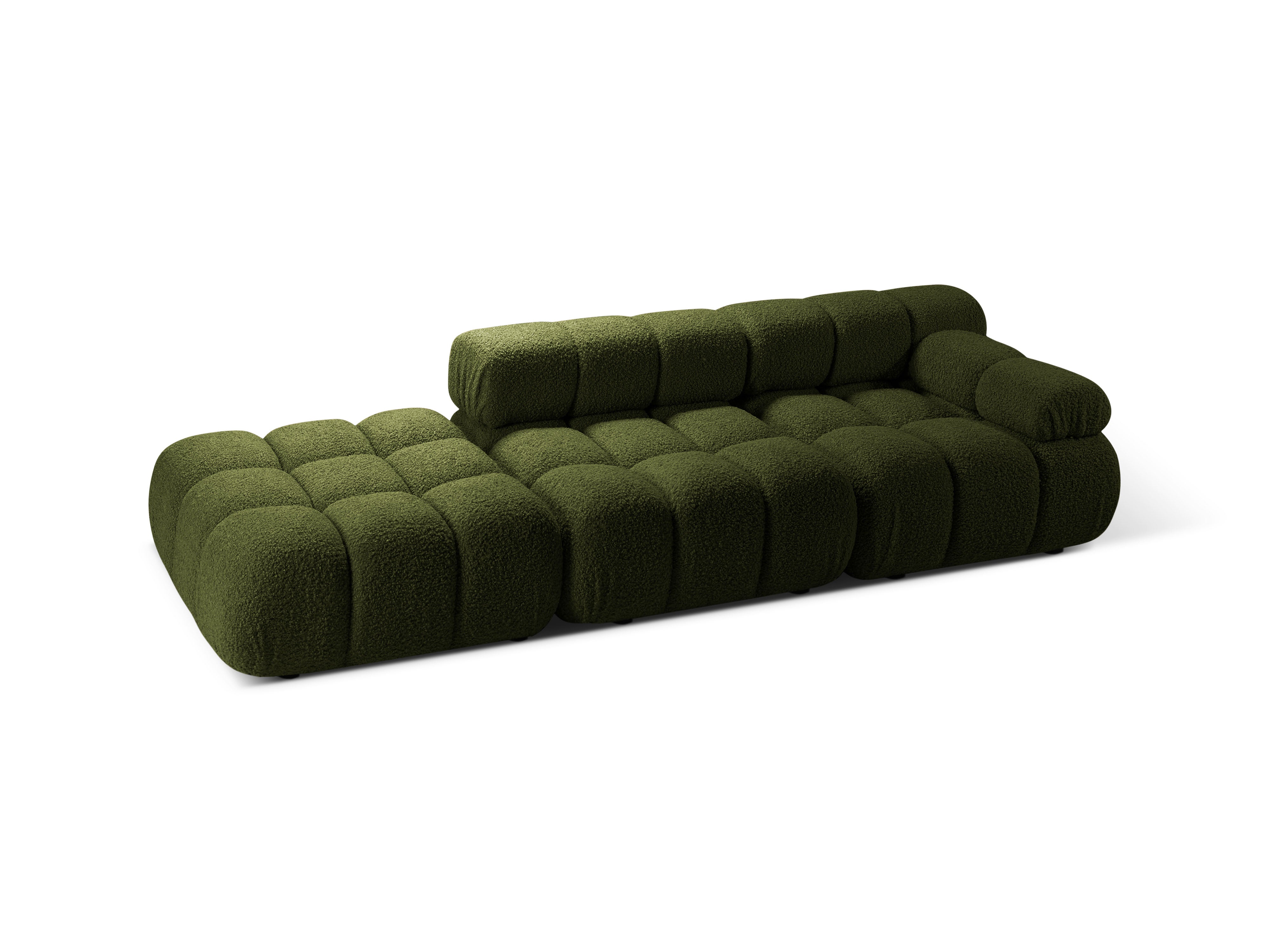 Modulares offenes Sofa BELLIS links in grünem Boucle.