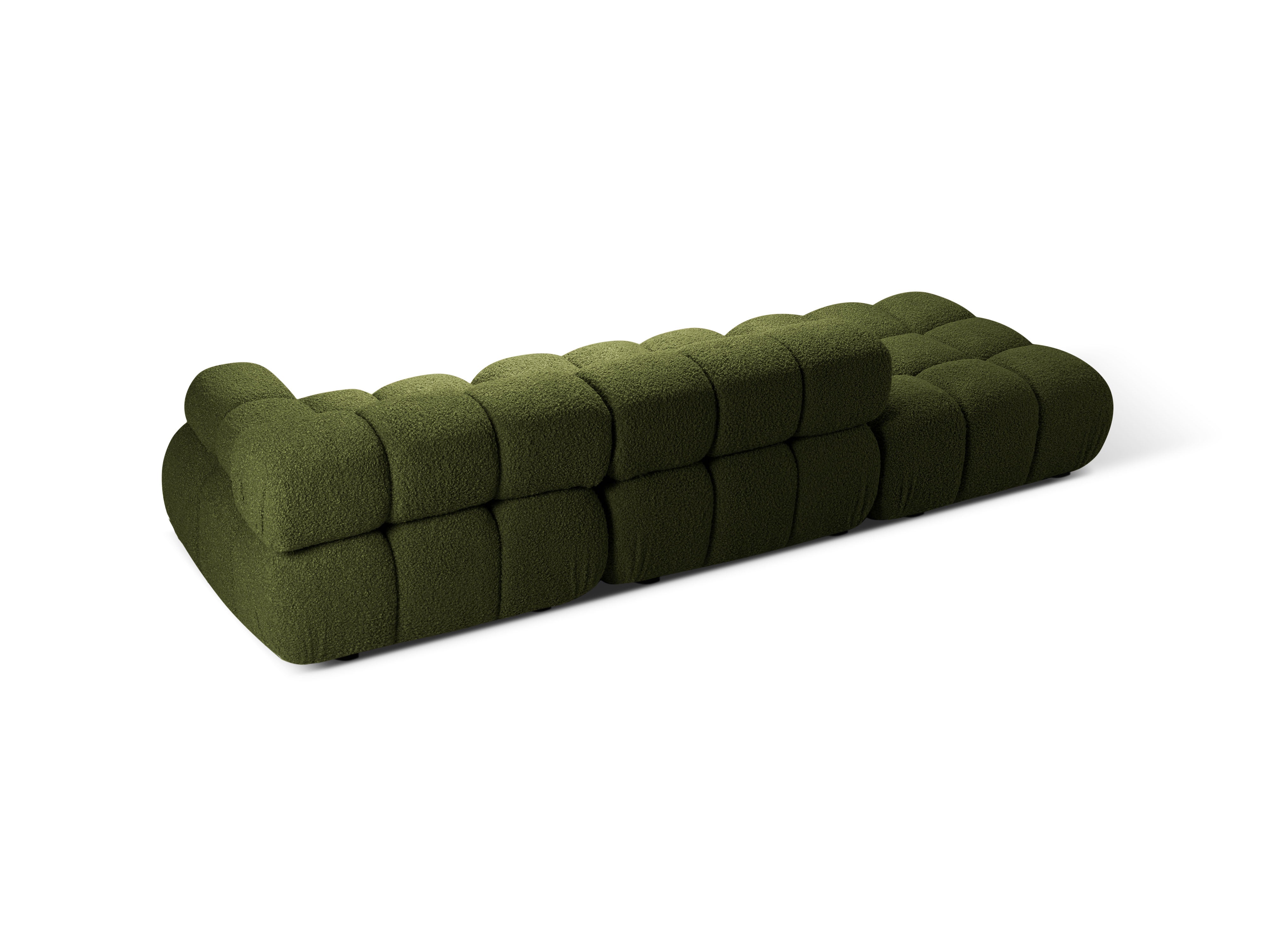 Modulares offenes Sofa BELLIS links in grünem Boucle.