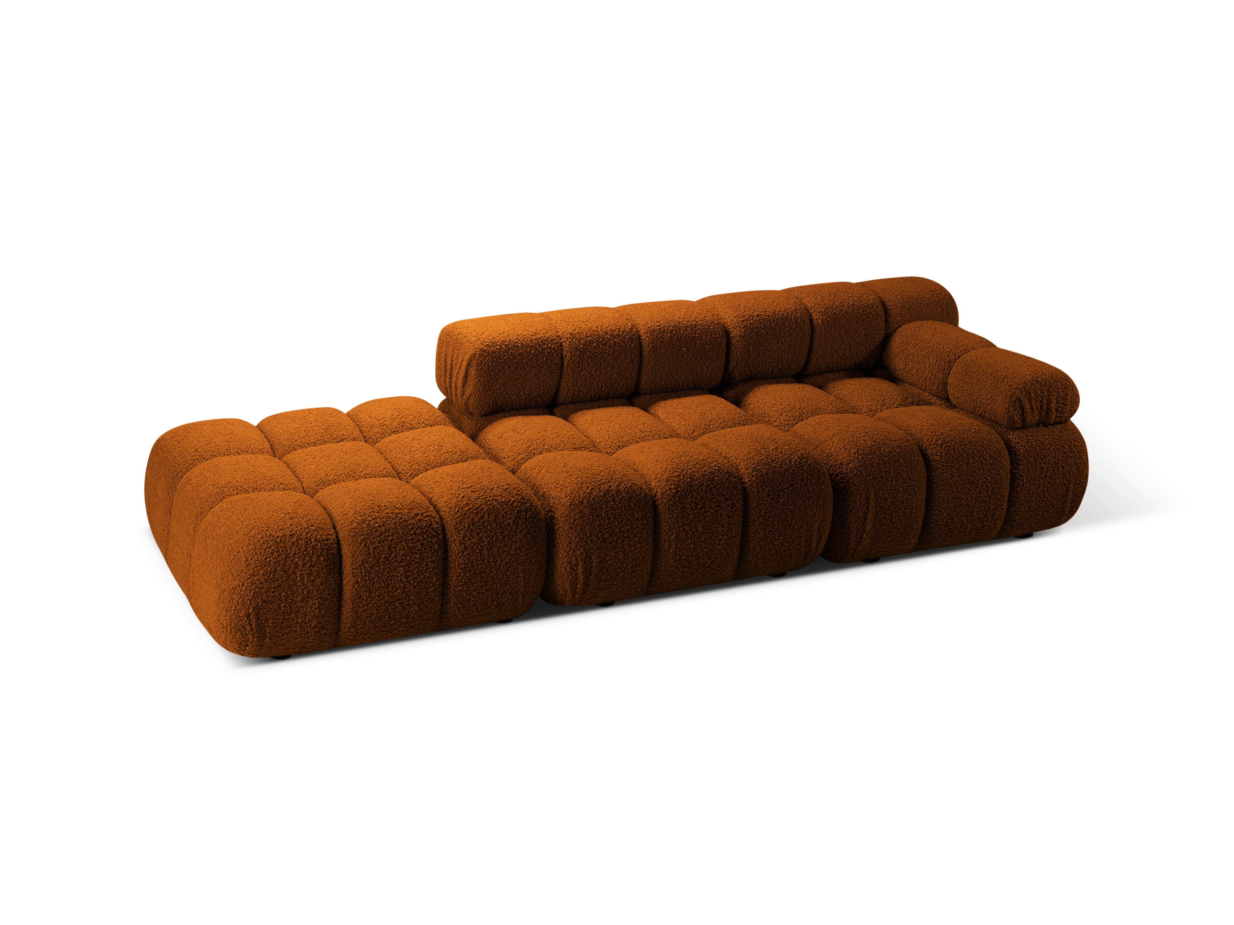 Modulares Sofa mit offener linker Seite BELLIS in ziegelrotem Boucle.