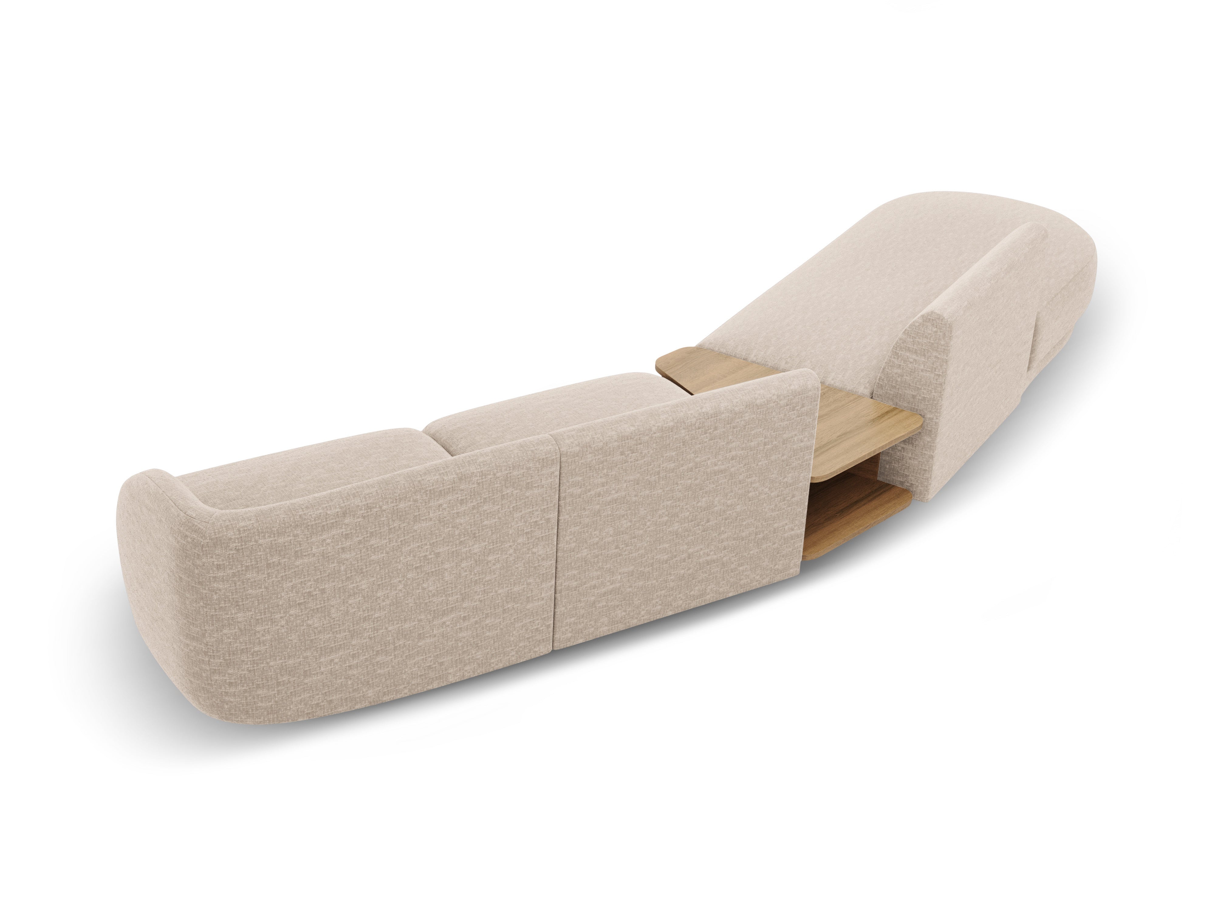 Left-sided modular sofa with table for 4 people MILEY beige chenille