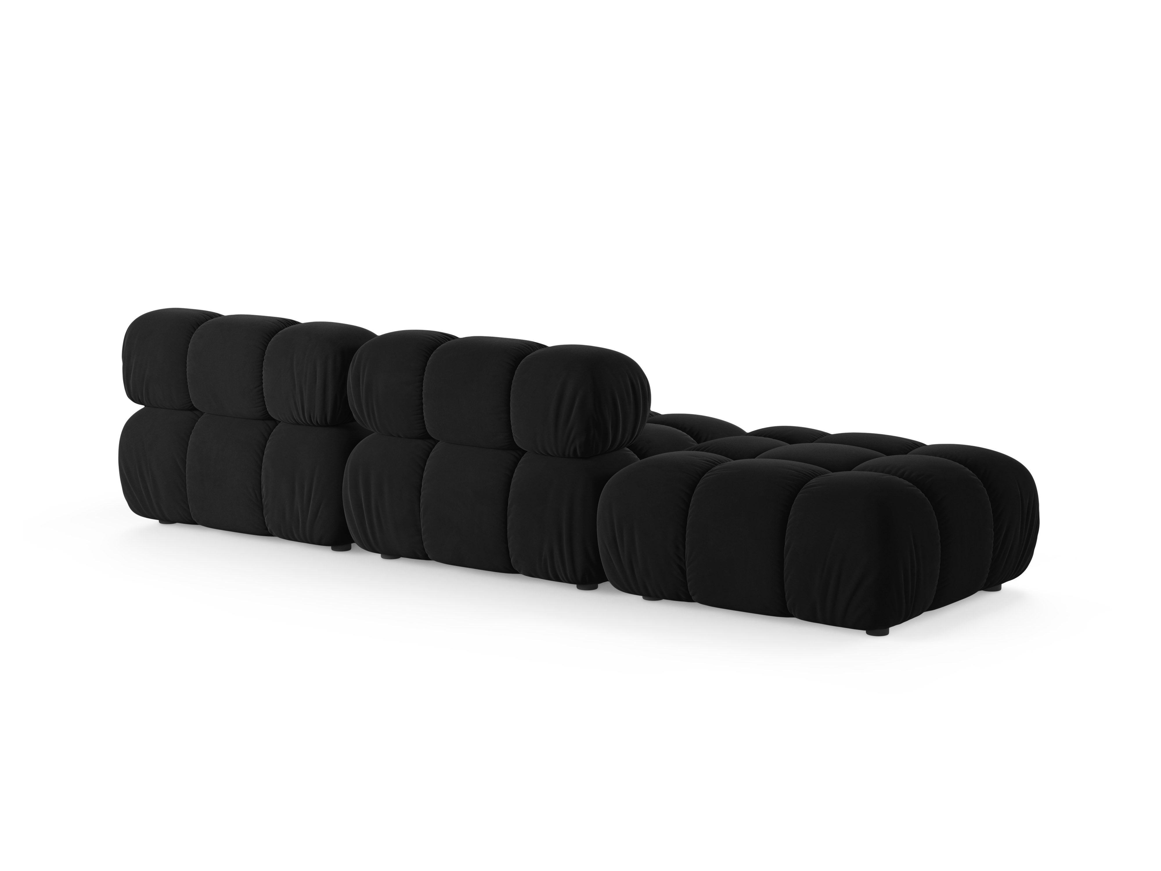 Modulares Samtsofa BELLIS in Schwarz, offen, linksseitig