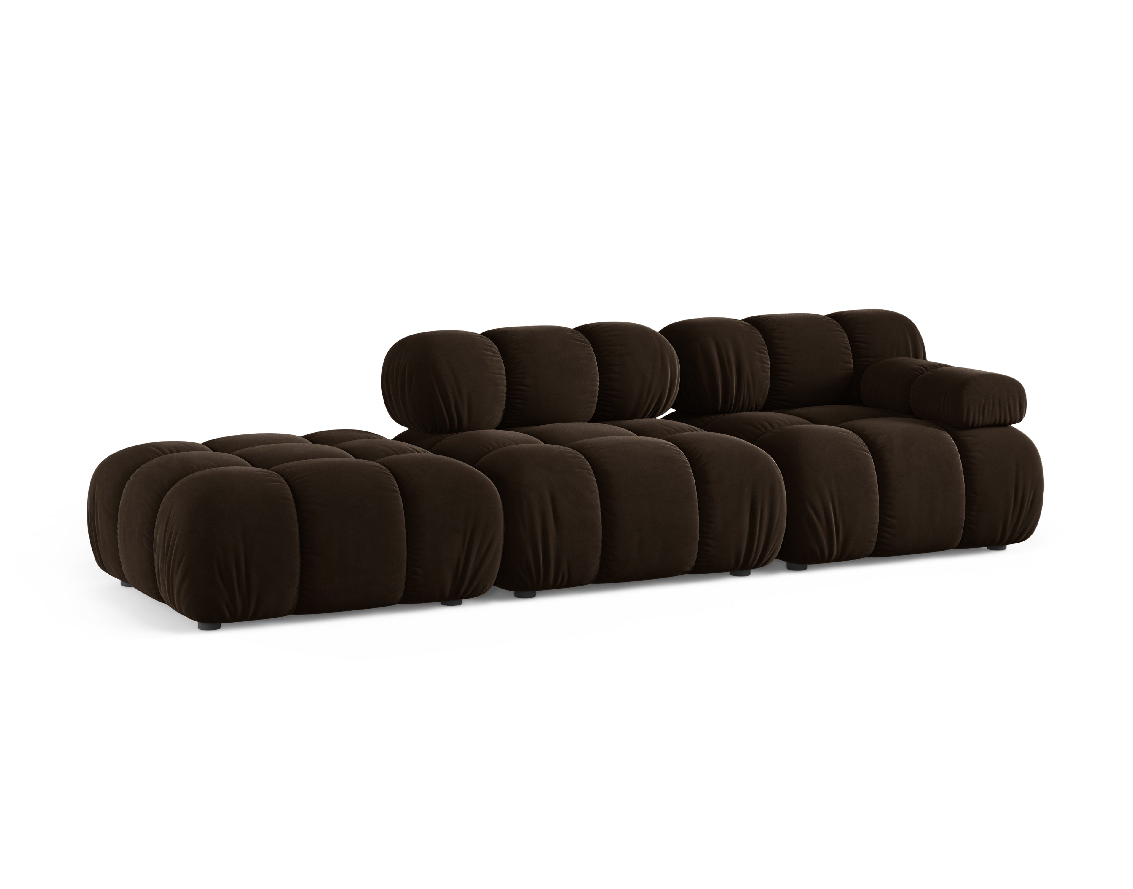 Modulares Sofa aus Samt, offene linke Variante BELLIS in Schokoladenfarbe