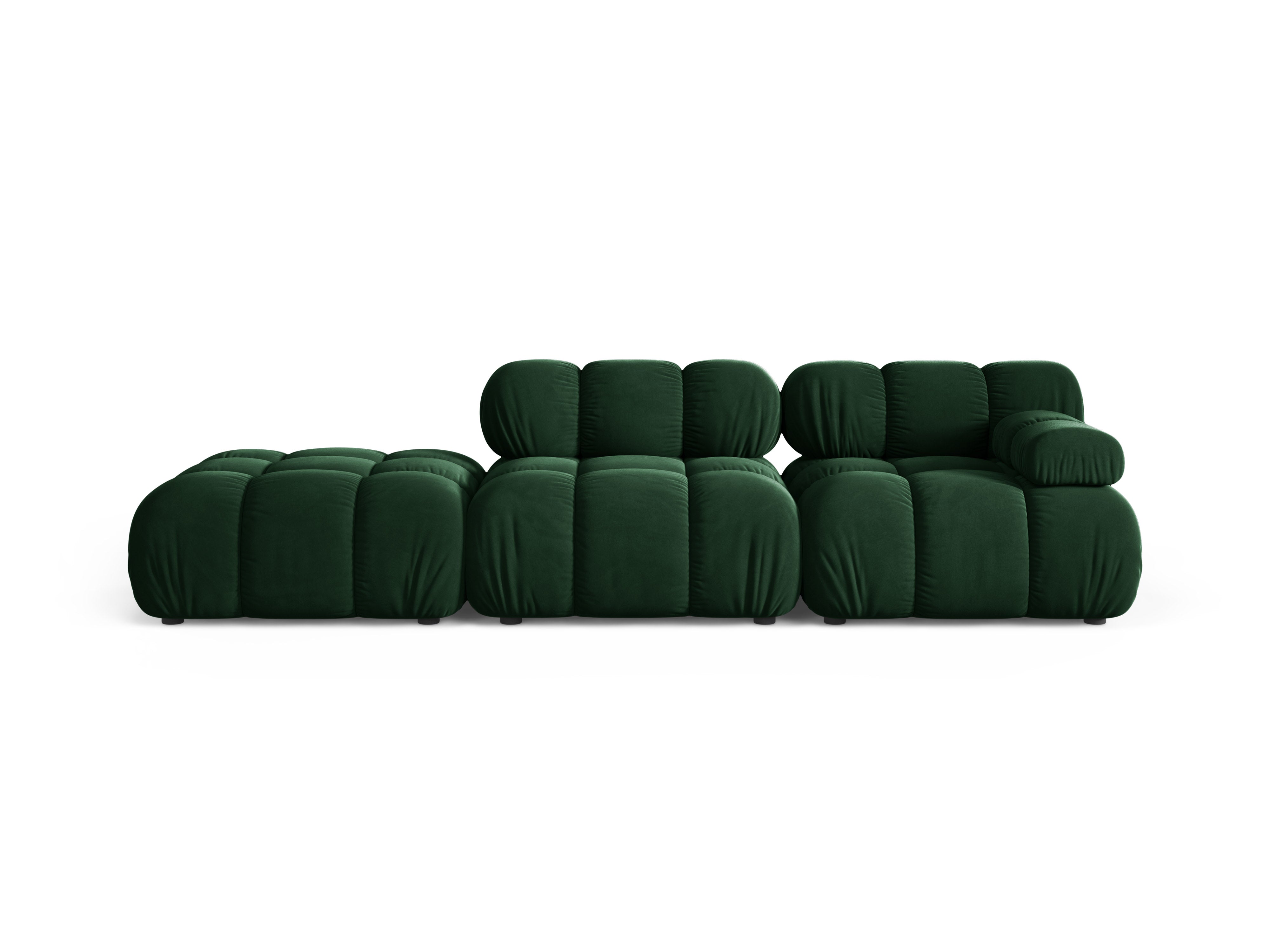 Modulares Sofa aus Samt, offene linke Variante BELLIS in Flaschengrün