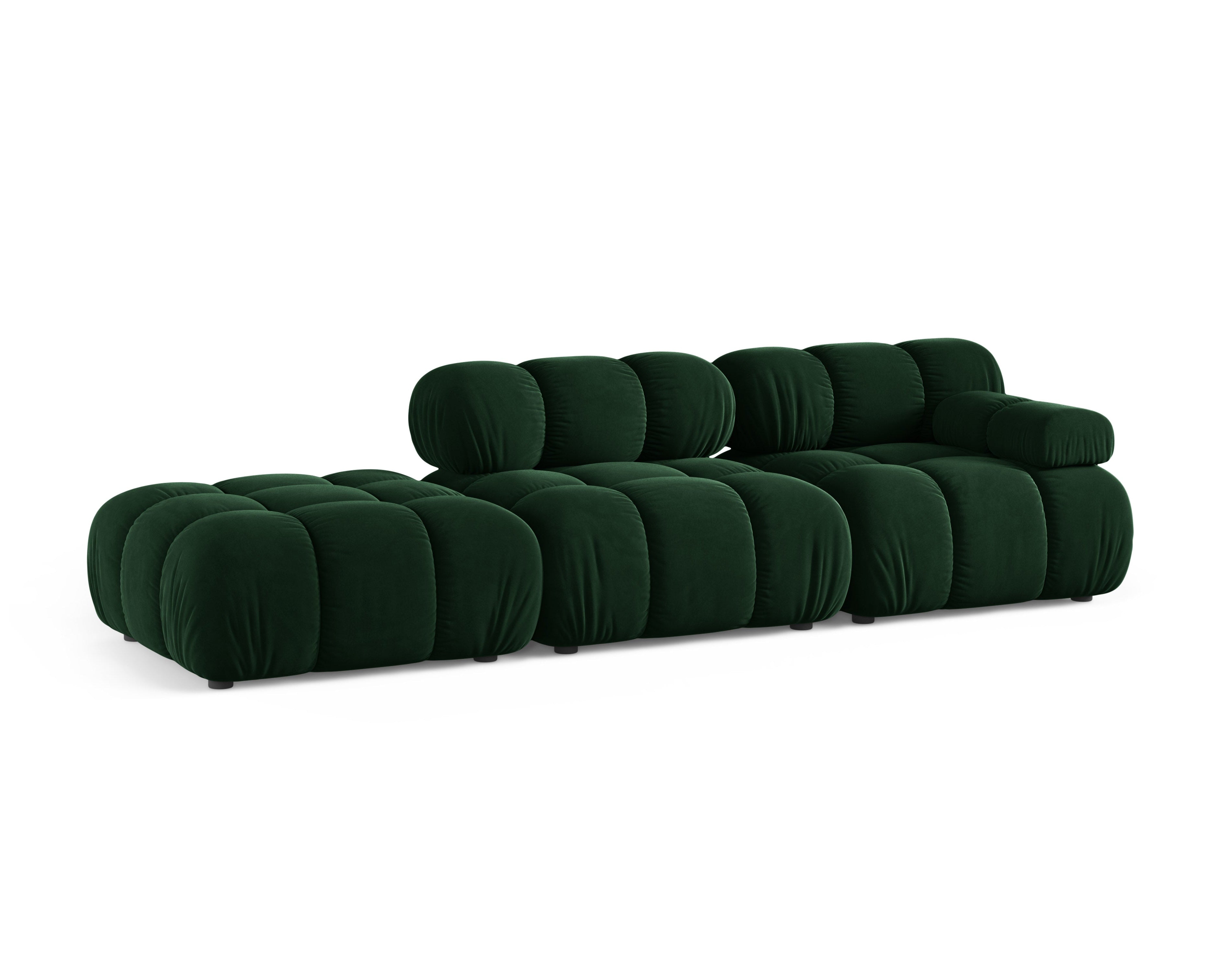 Modulares Sofa aus Samt, offene linke Variante BELLIS in Flaschengrün