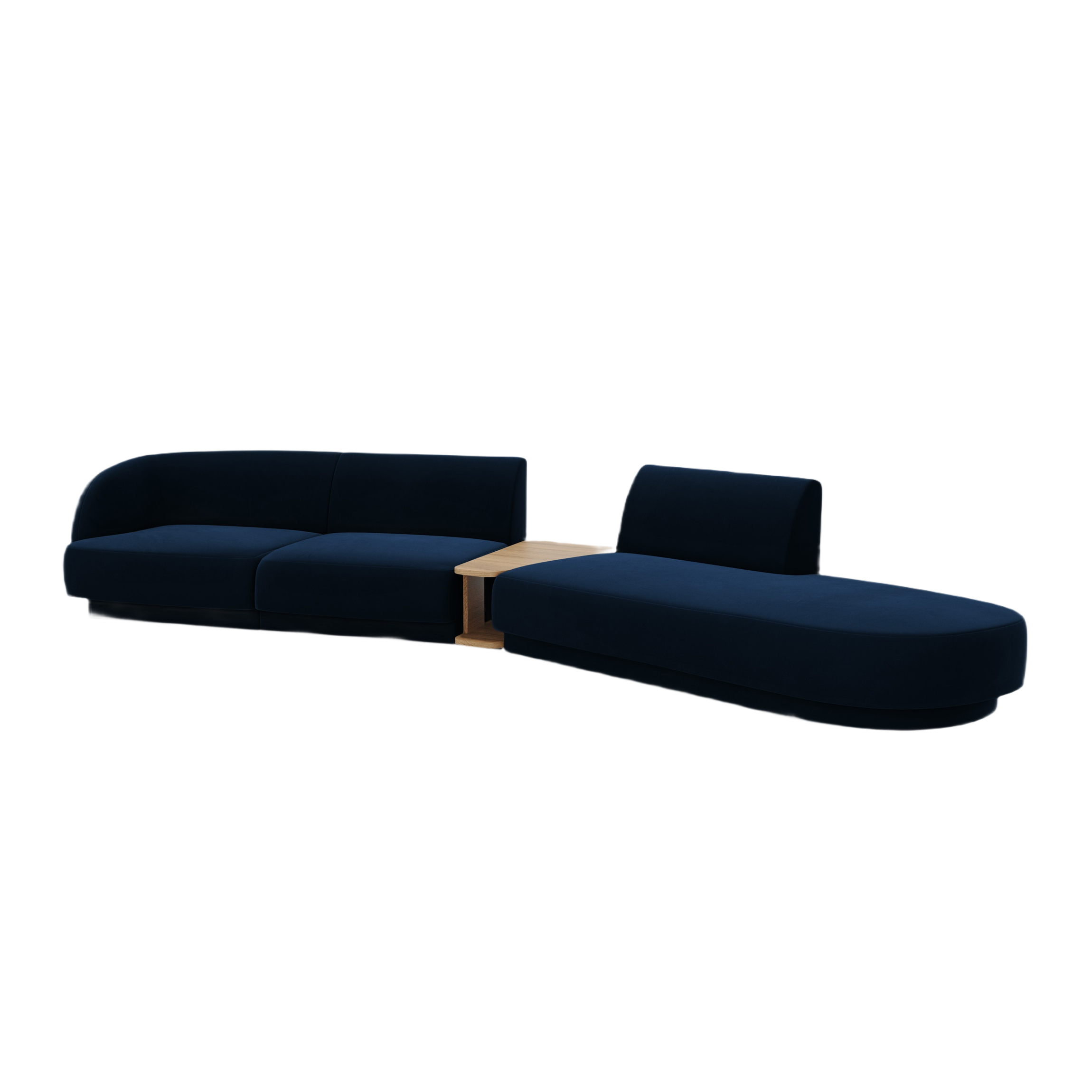 Modulares Sofa mit Tisch, 4-Sitzer, samtig, MILEY, königsblau