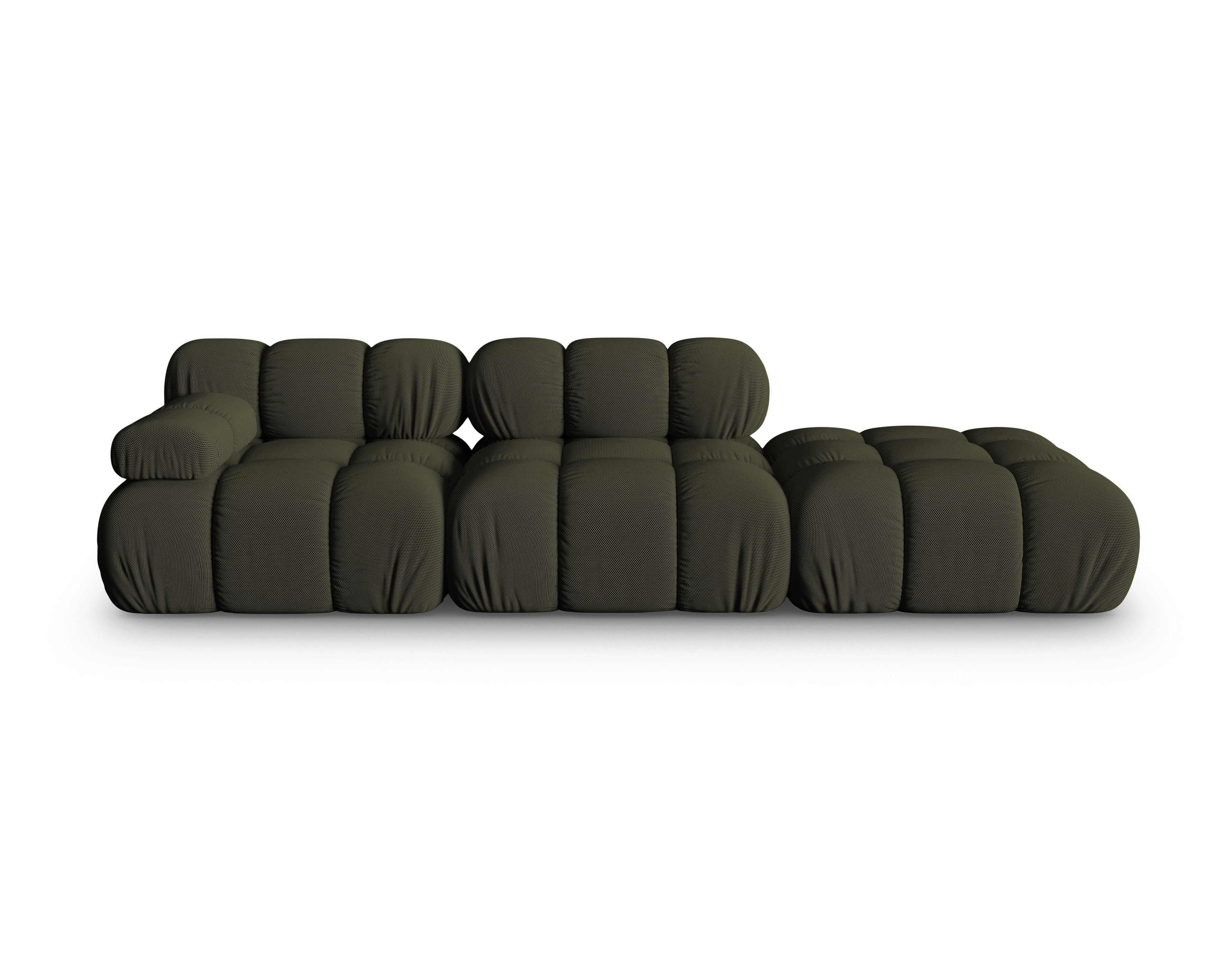 Sofa modułowa otwarta prawostronna BELLIS ciemnozielona tkanina 3D