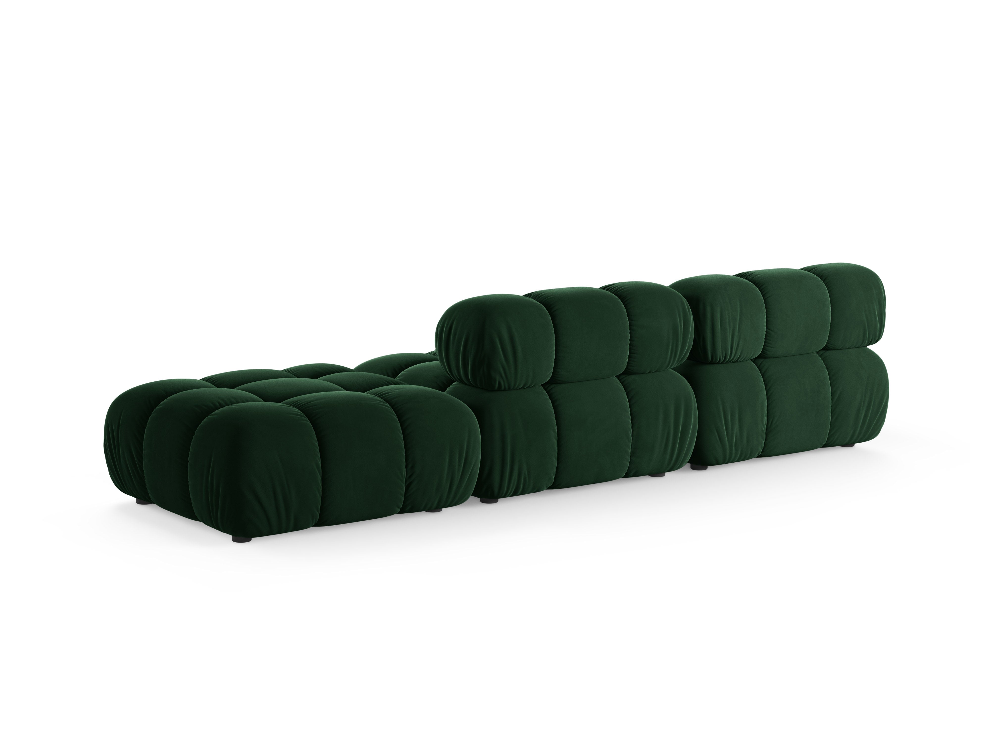 Sofa modułowa aksamitna otwarta prawostronna BELLIS butelkowy zielony