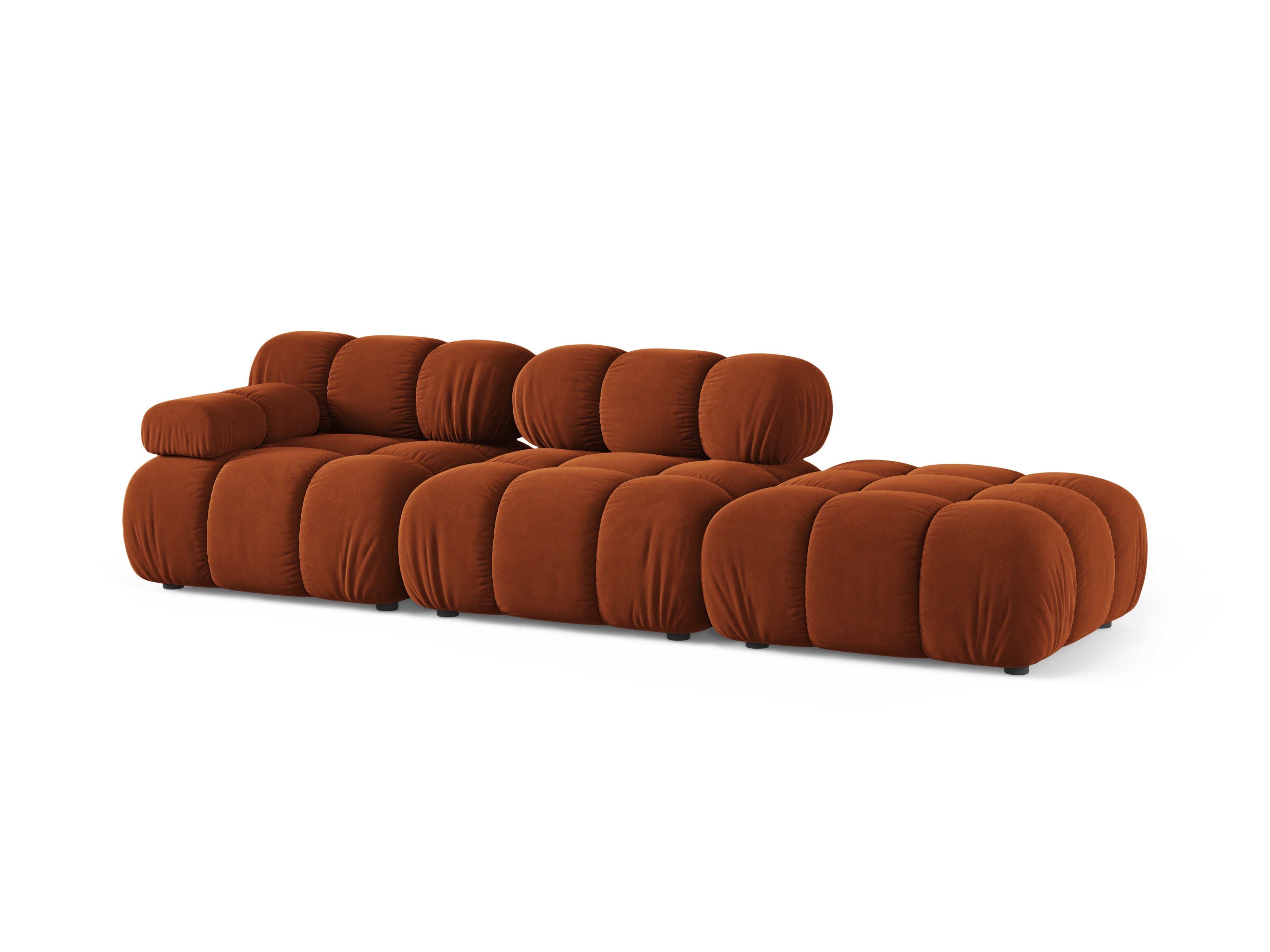 Sofa modułowa aksamitna otwarta prawostronna BELLIS ceglany