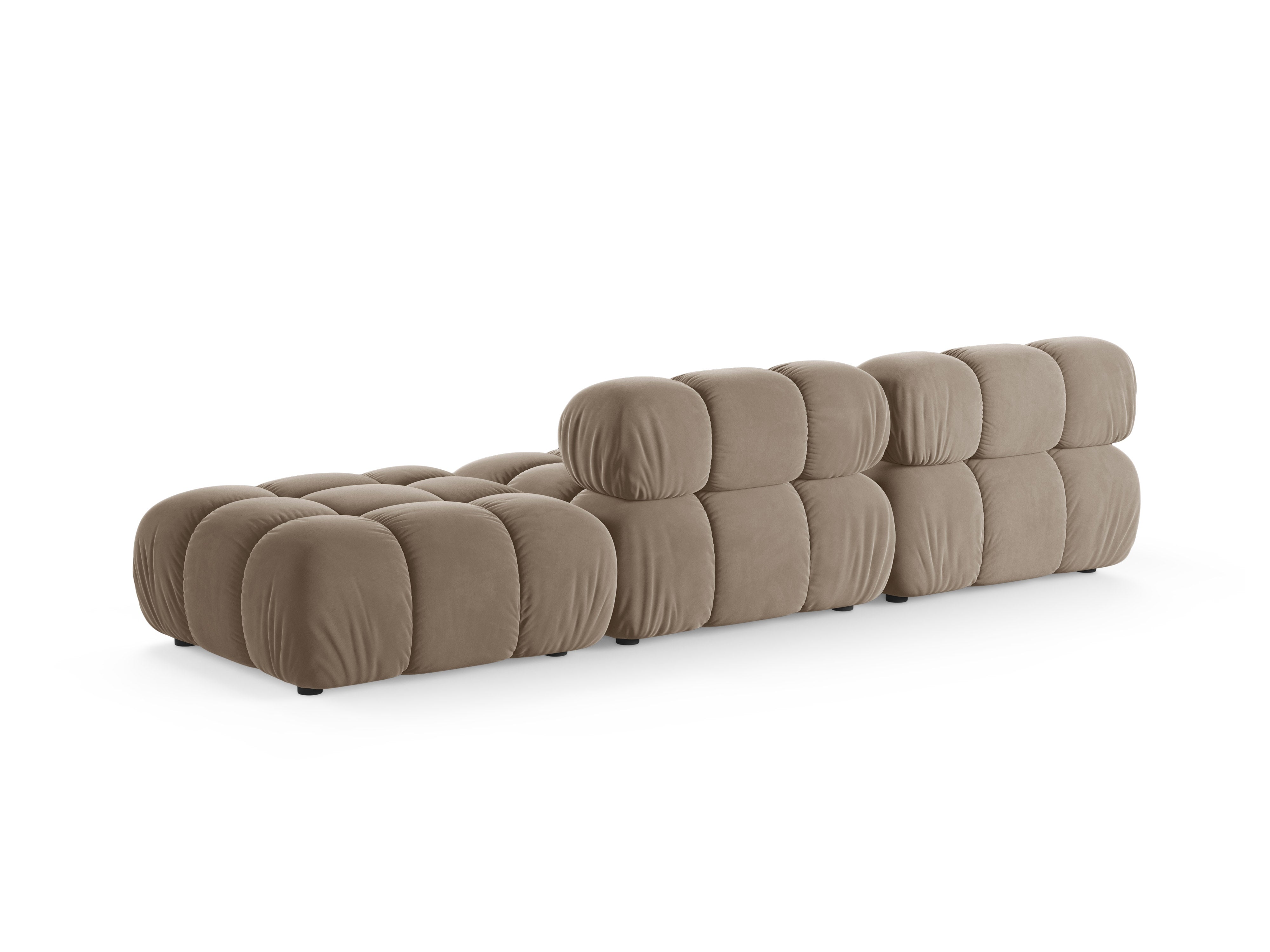 Sofa modułowa aksamitna otwarta prawostronna BELLIS cappuccino