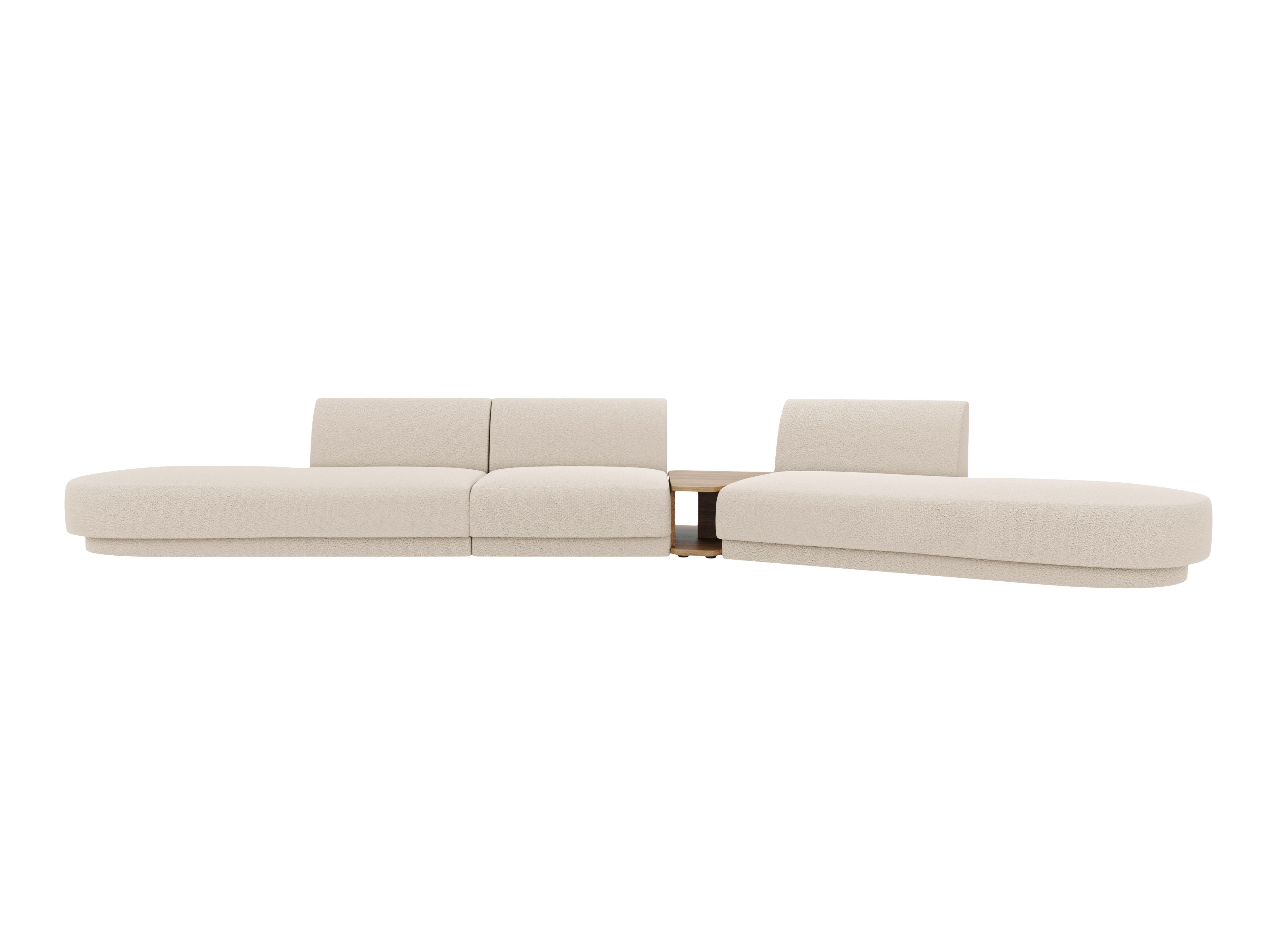 Right-facing modular sofa with table for 5 people MILEY beige boucle
