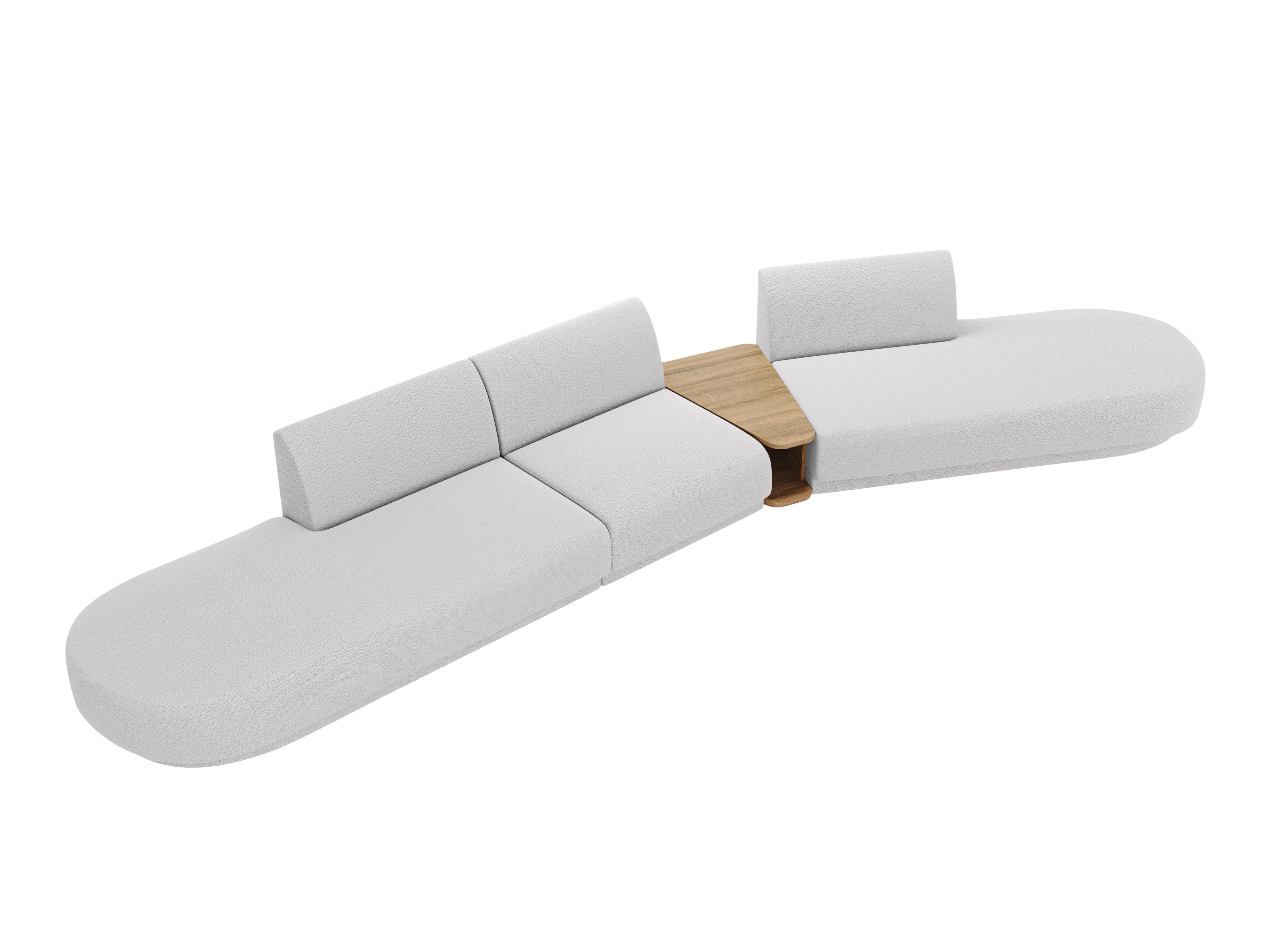 Right-facing modular sofa with table for 5 people MILEY light gray boucle