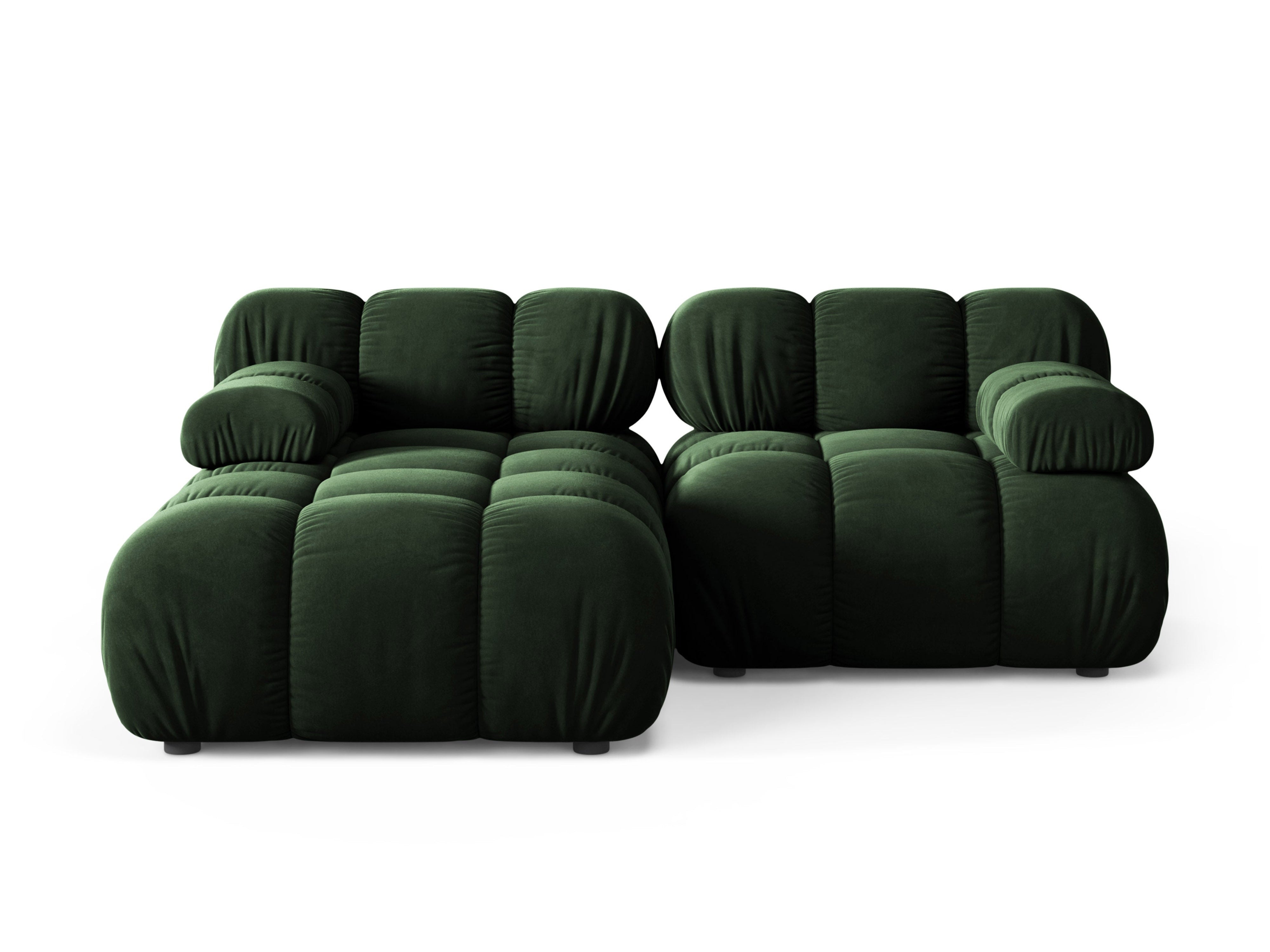 Zweisitzer-Ecksofa links BELLIS in Flaschengrün Velours