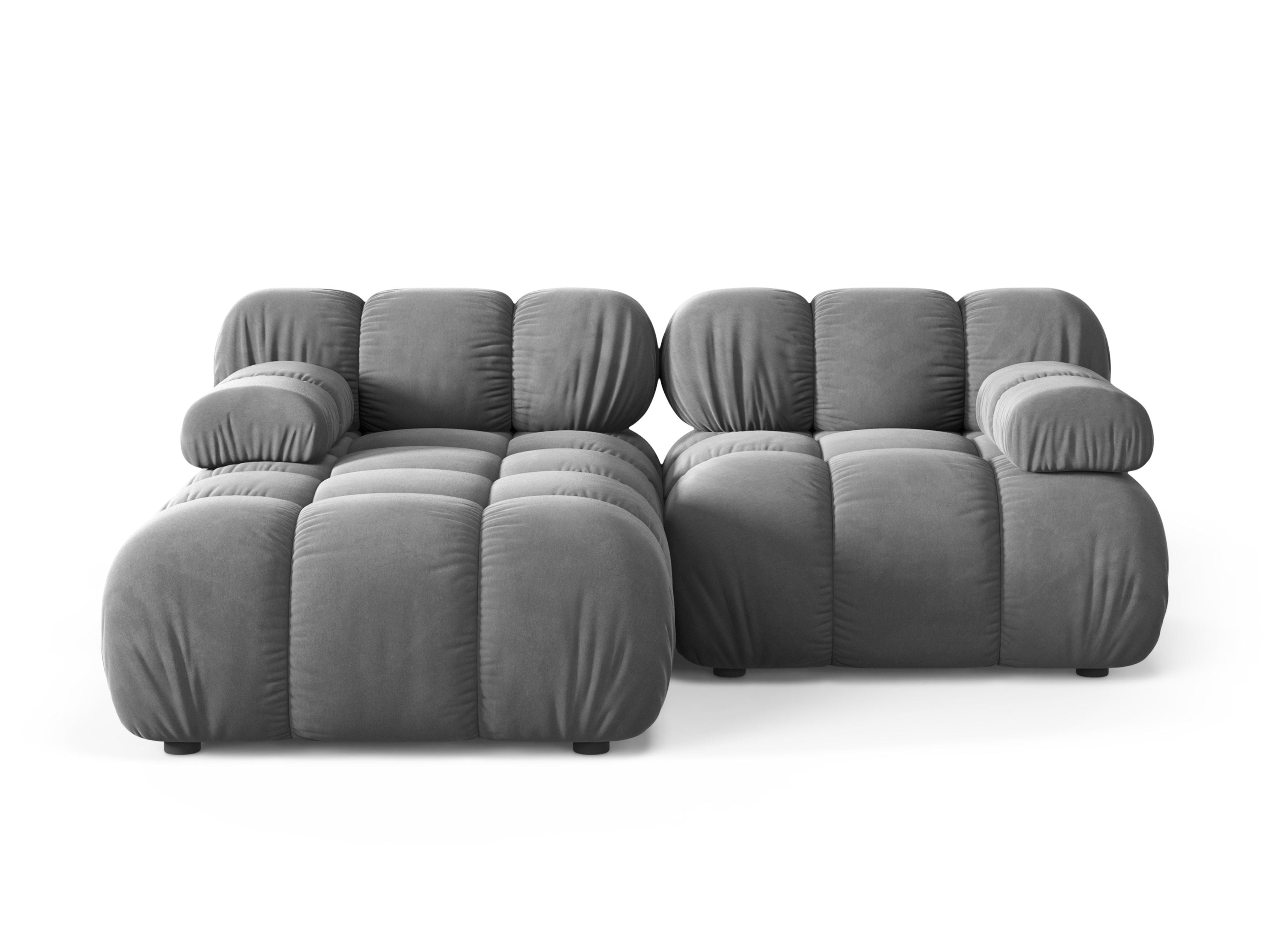 Zweisitzer-Ecksofa BELLIS in grauem Velours, linksseitig