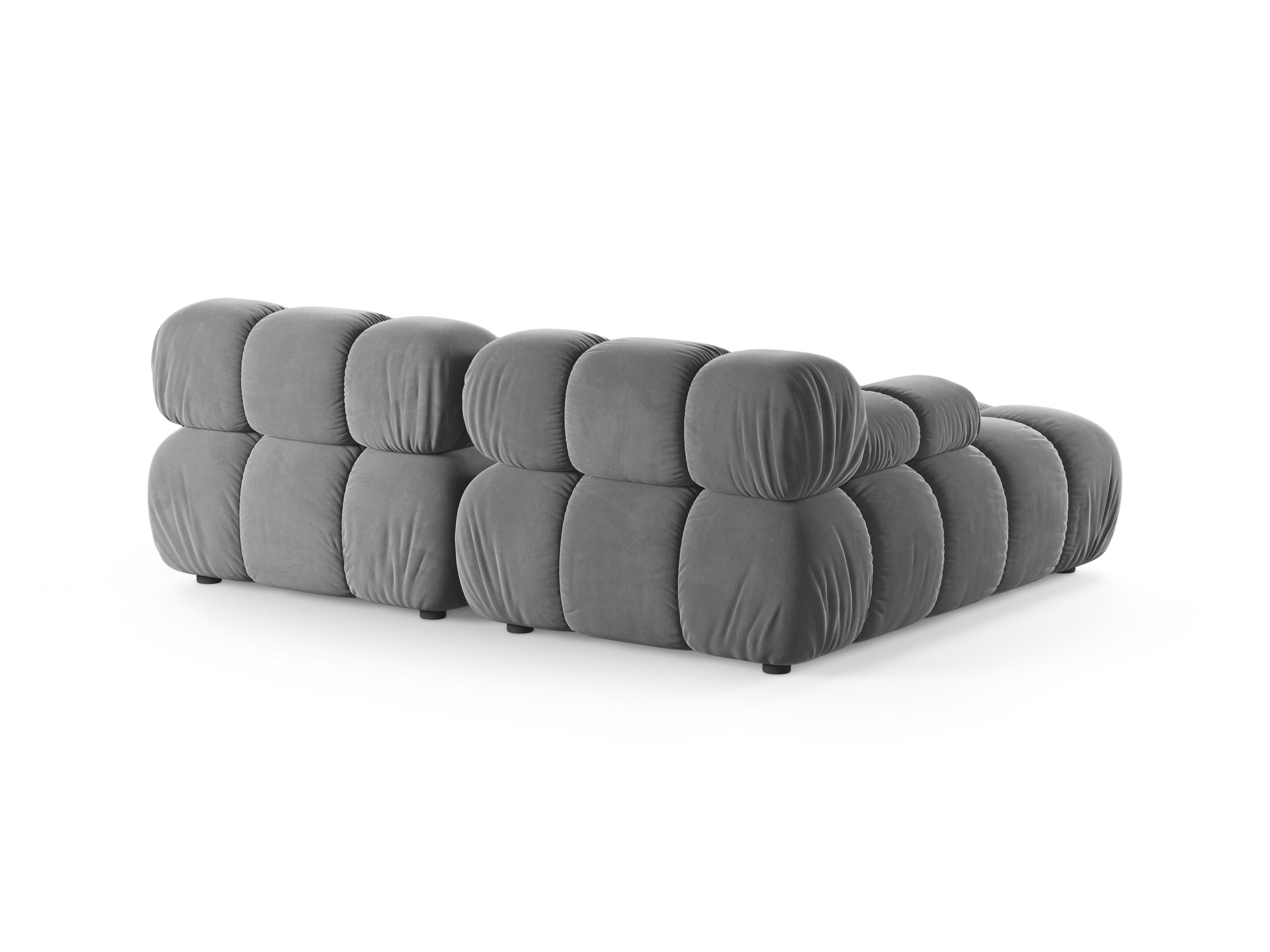 Zweisitzer-Ecksofa BELLIS in grauem Velours, linksseitig