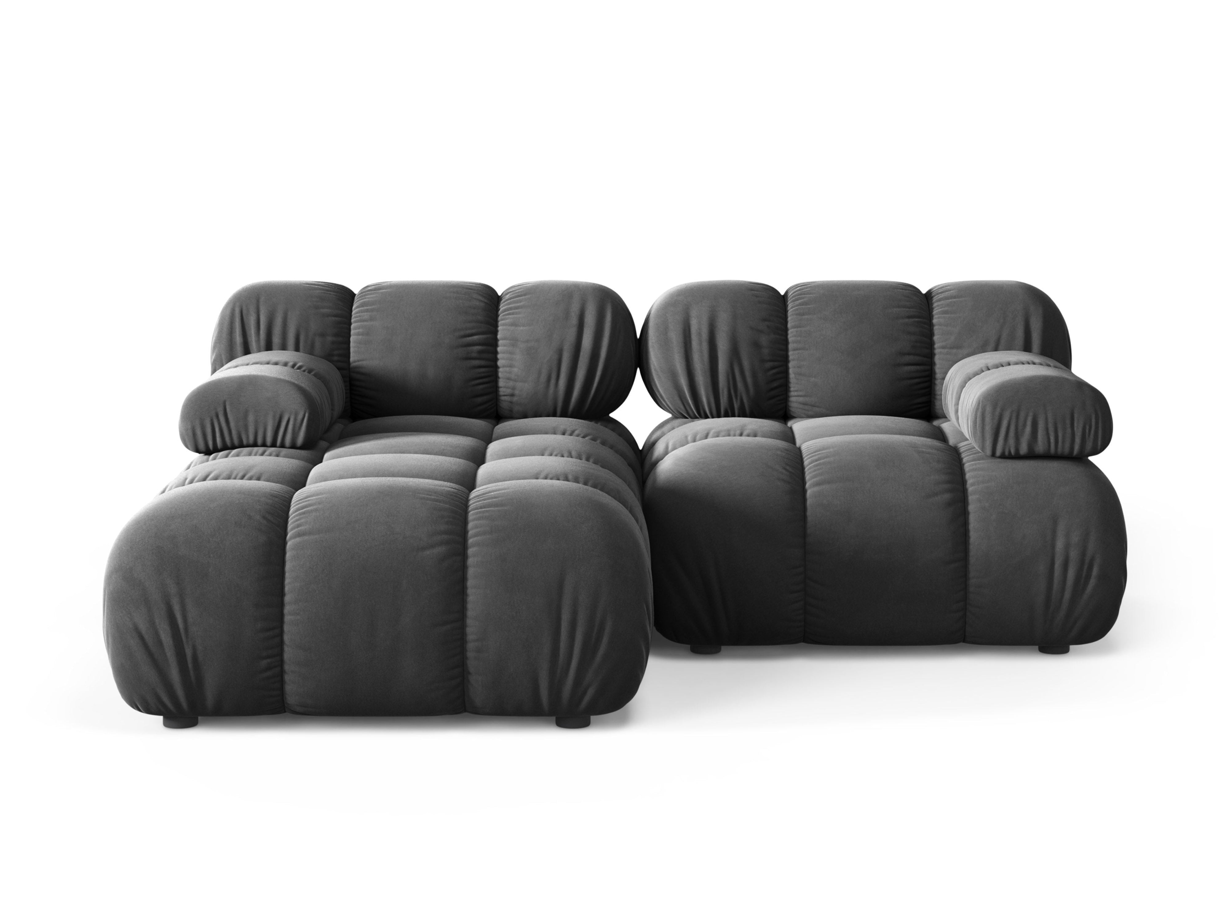 Zweisitzer-Ecksofa BELLIS linksseitig in dunkelgrauem Samt