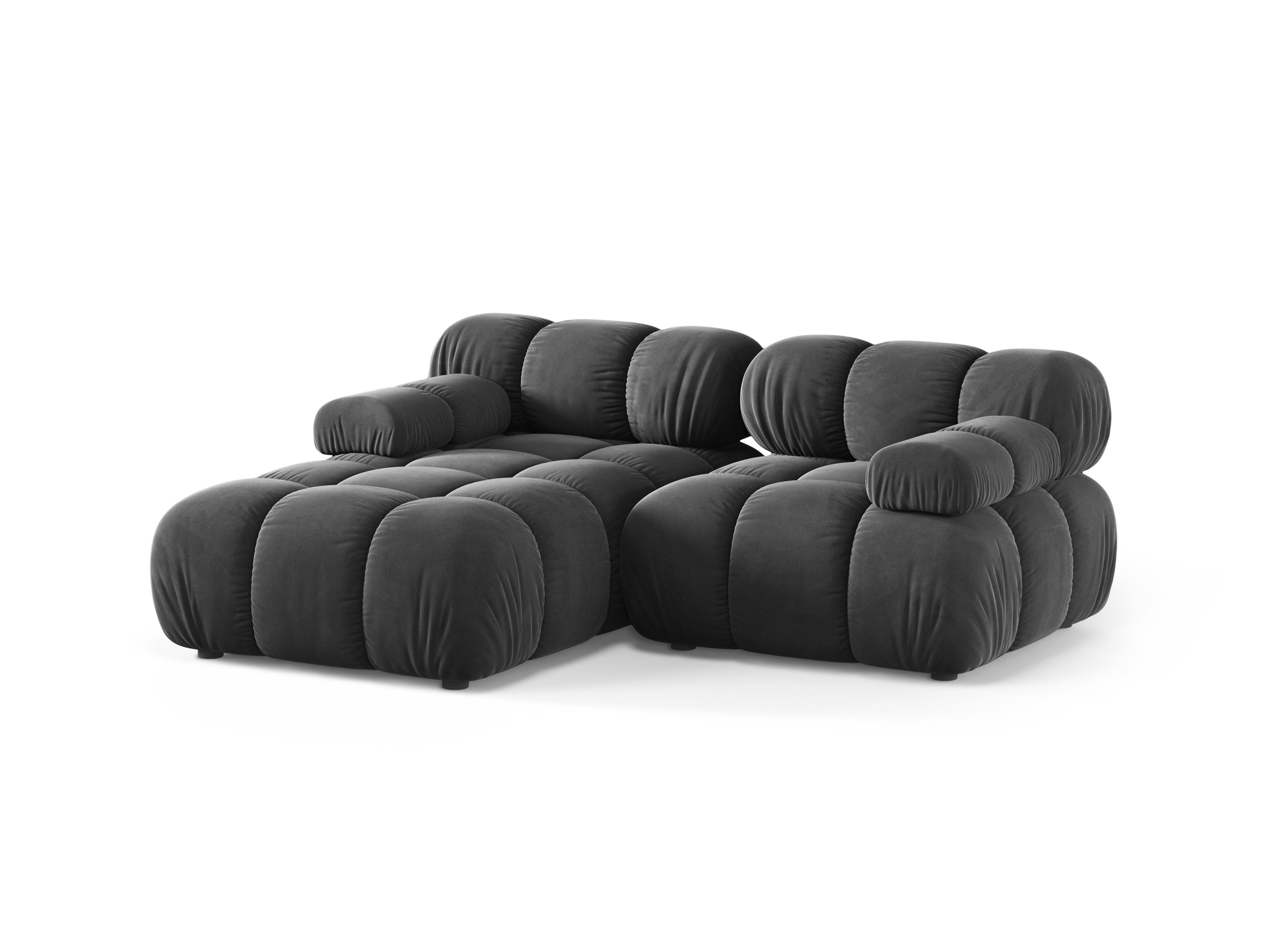 Zweisitzer-Ecksofa BELLIS linksseitig in dunkelgrauem Samt