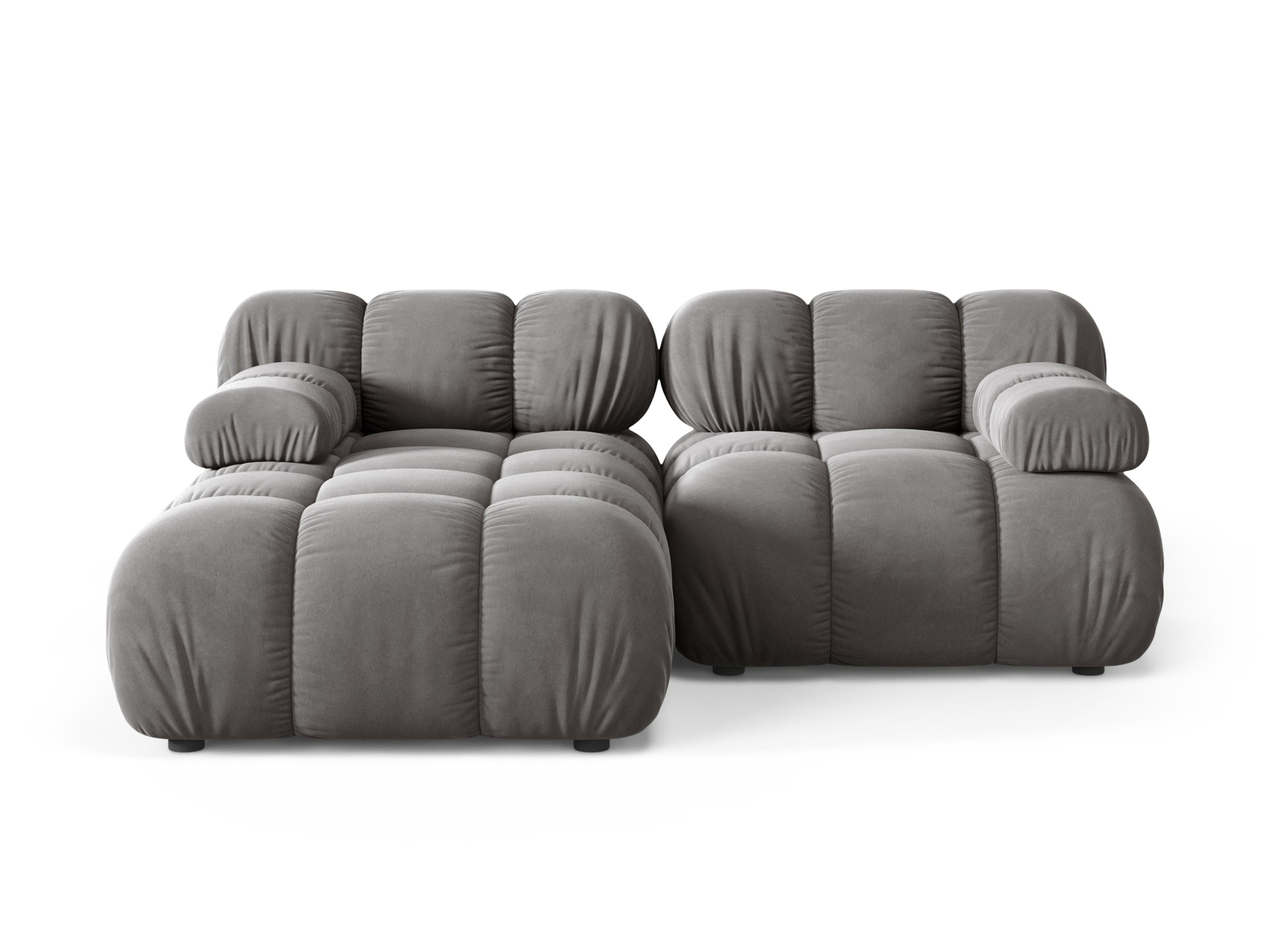 Samt-Ecksofa für zwei Personen, linksseitig, BELLIS in Grau