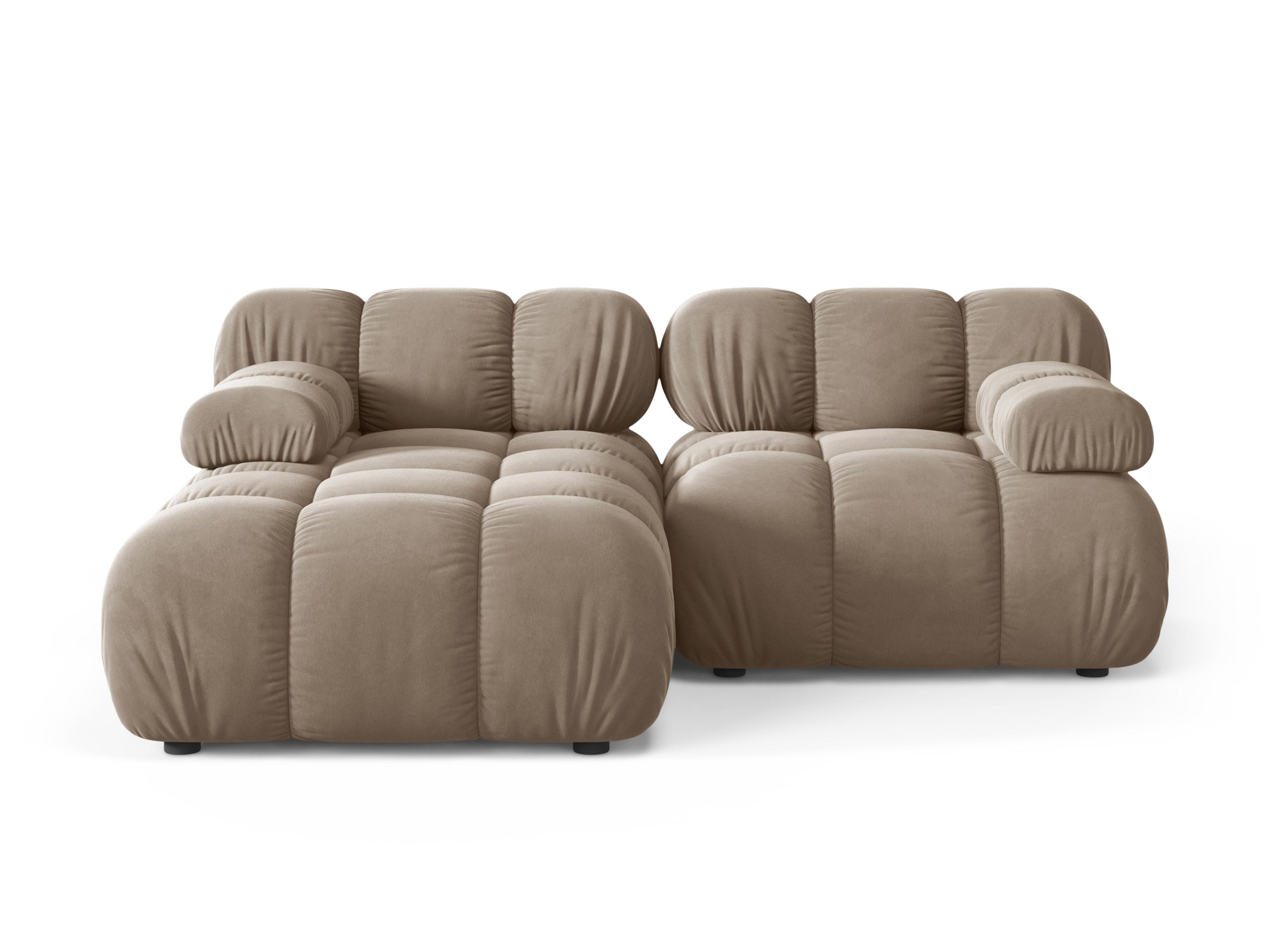 Samt-Ecksofa für 2 Personen, linksseitig, BELLIS in Cappuccino.